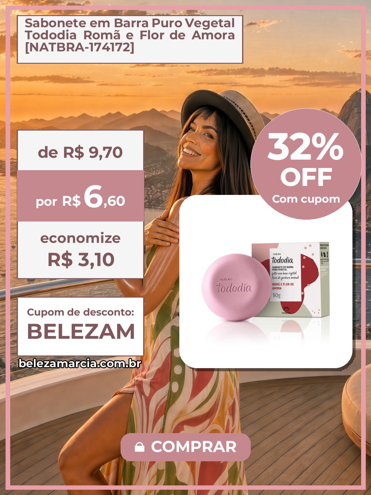 Sabonete em Barra Puro Vegetal Tododia Romã e Flor de Amora [NATBRA-174172]