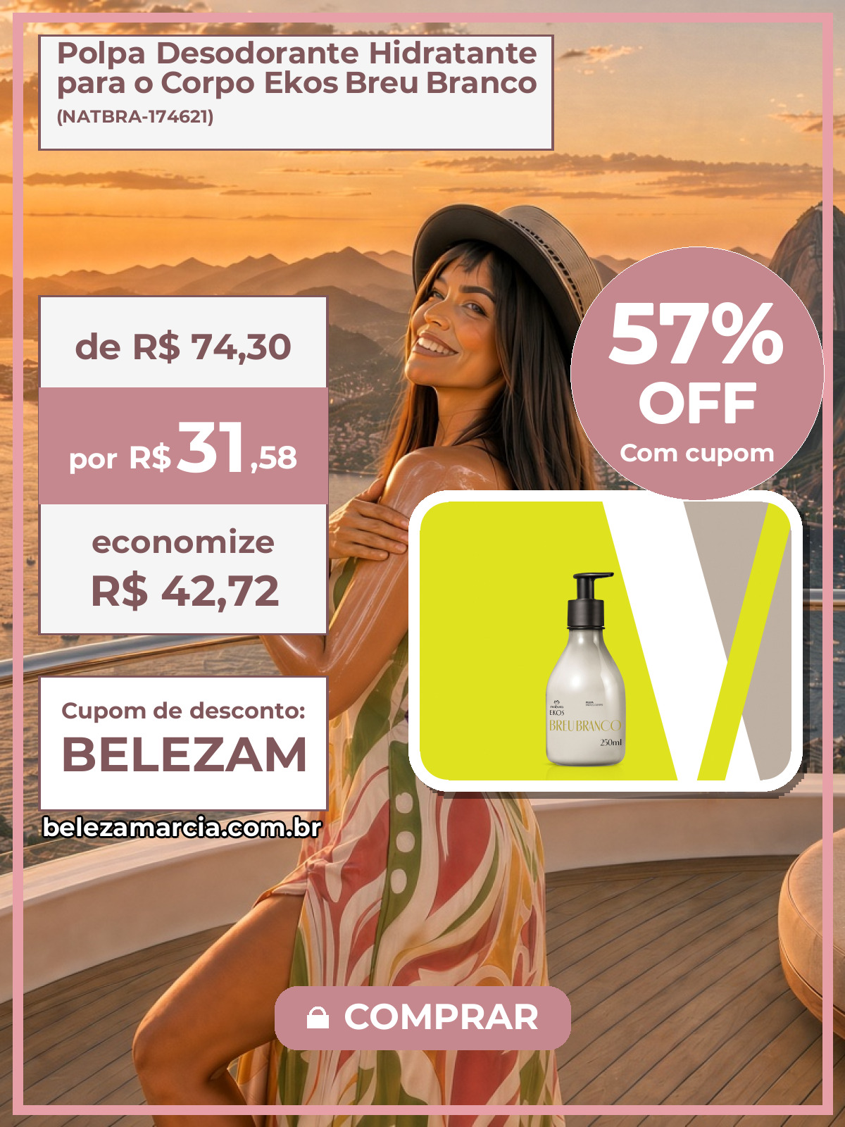Polpa Desodorante Hidratante para o Corpo Ekos Breu Branco
