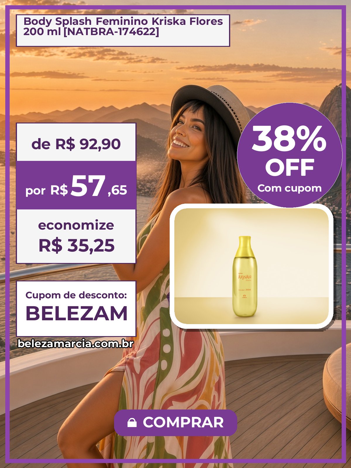 Body Splash Feminino Kriska Flores 200 ml [NATBRA-174622]