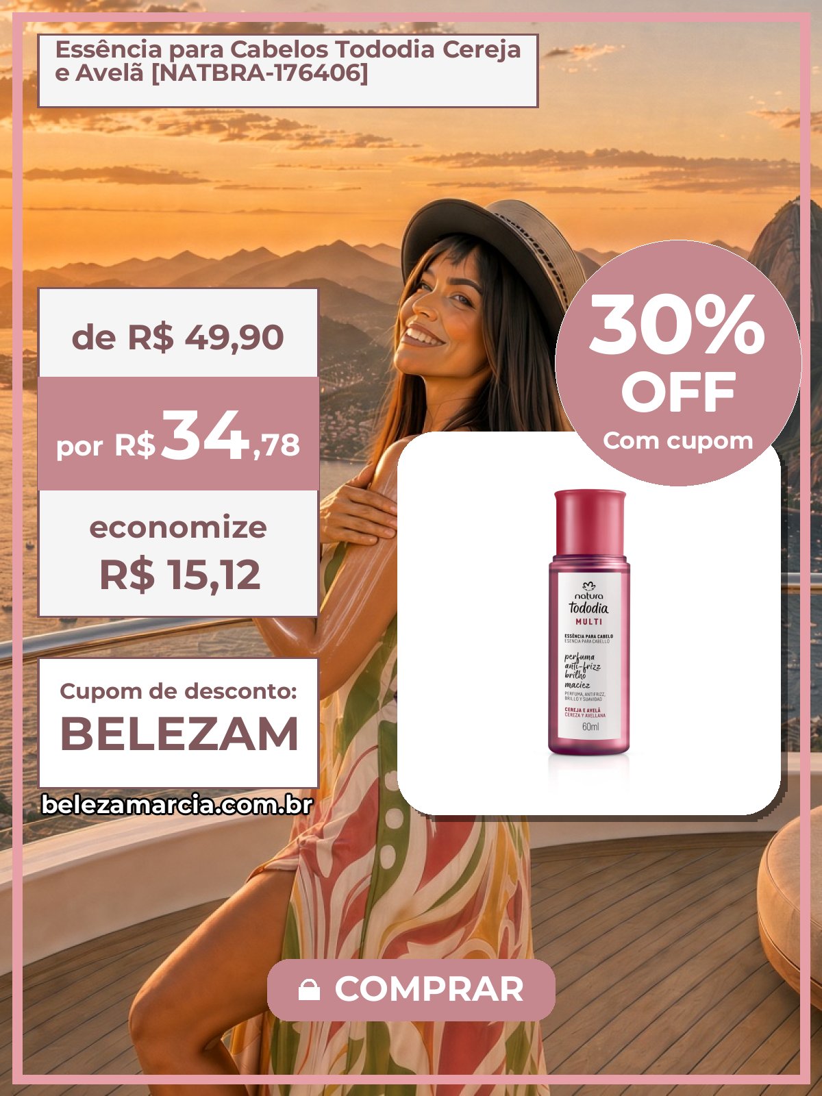 Essência para Cabelos Tododia Cereja e Avelã [NATBRA-176406]