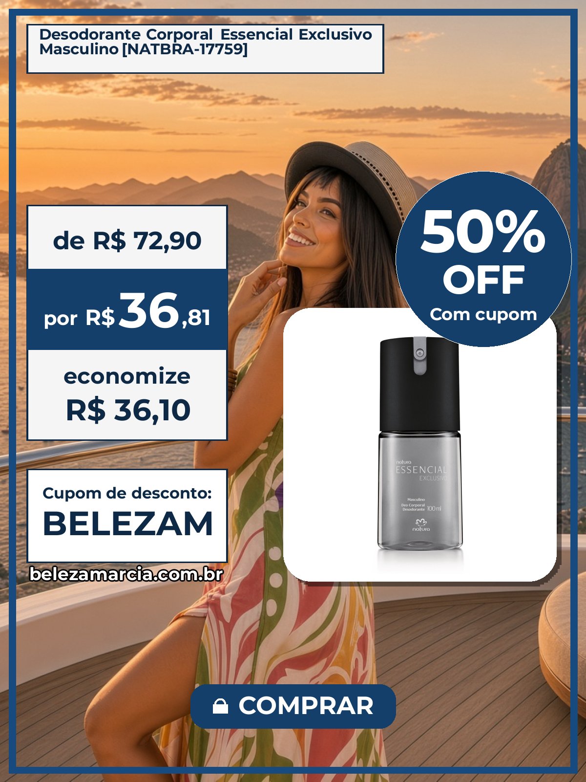Desodorante Corporal Essencial Exclusivo Masculino [NATBRA-17759]