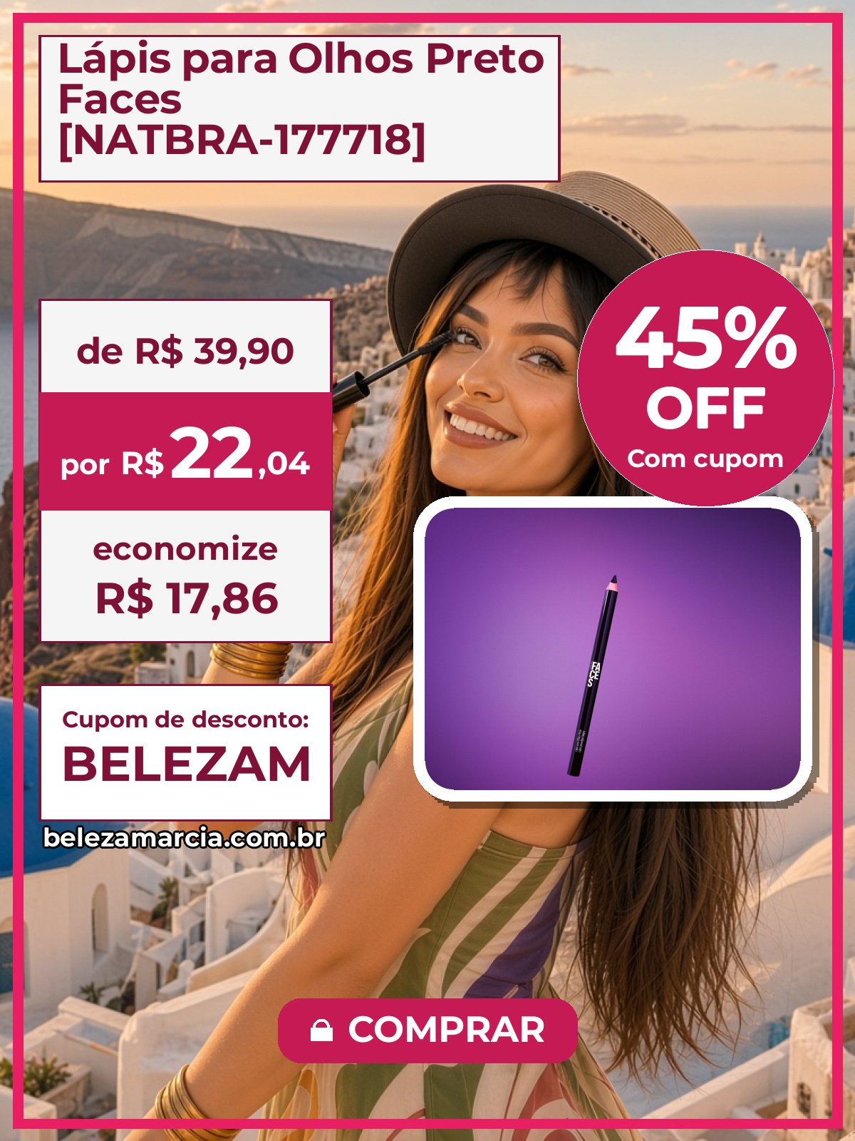 Lápis para Olhos Preto Faces [NATBRA-177718]