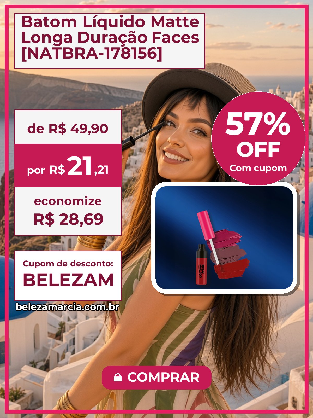 Batom Líquido Matte Longa Duração Faces [NATBRA-178156]