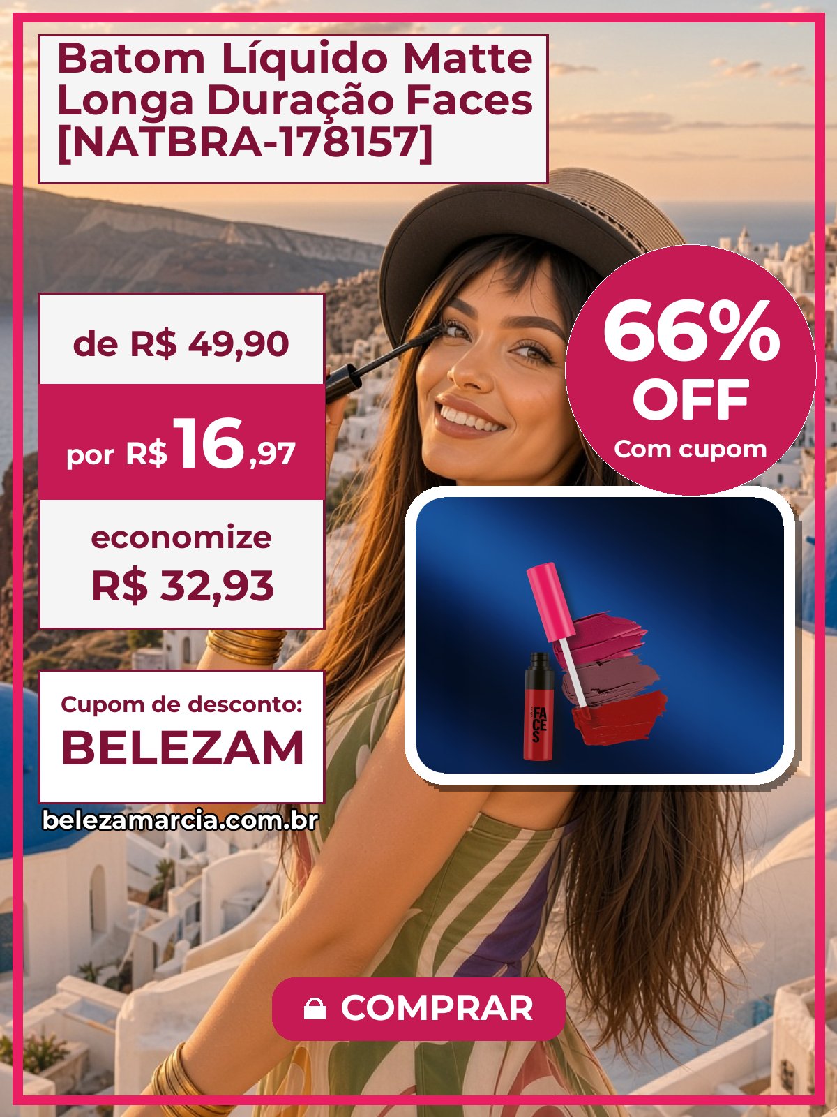 Batom Líquido Matte Longa Duração Faces [NATBRA-178157]