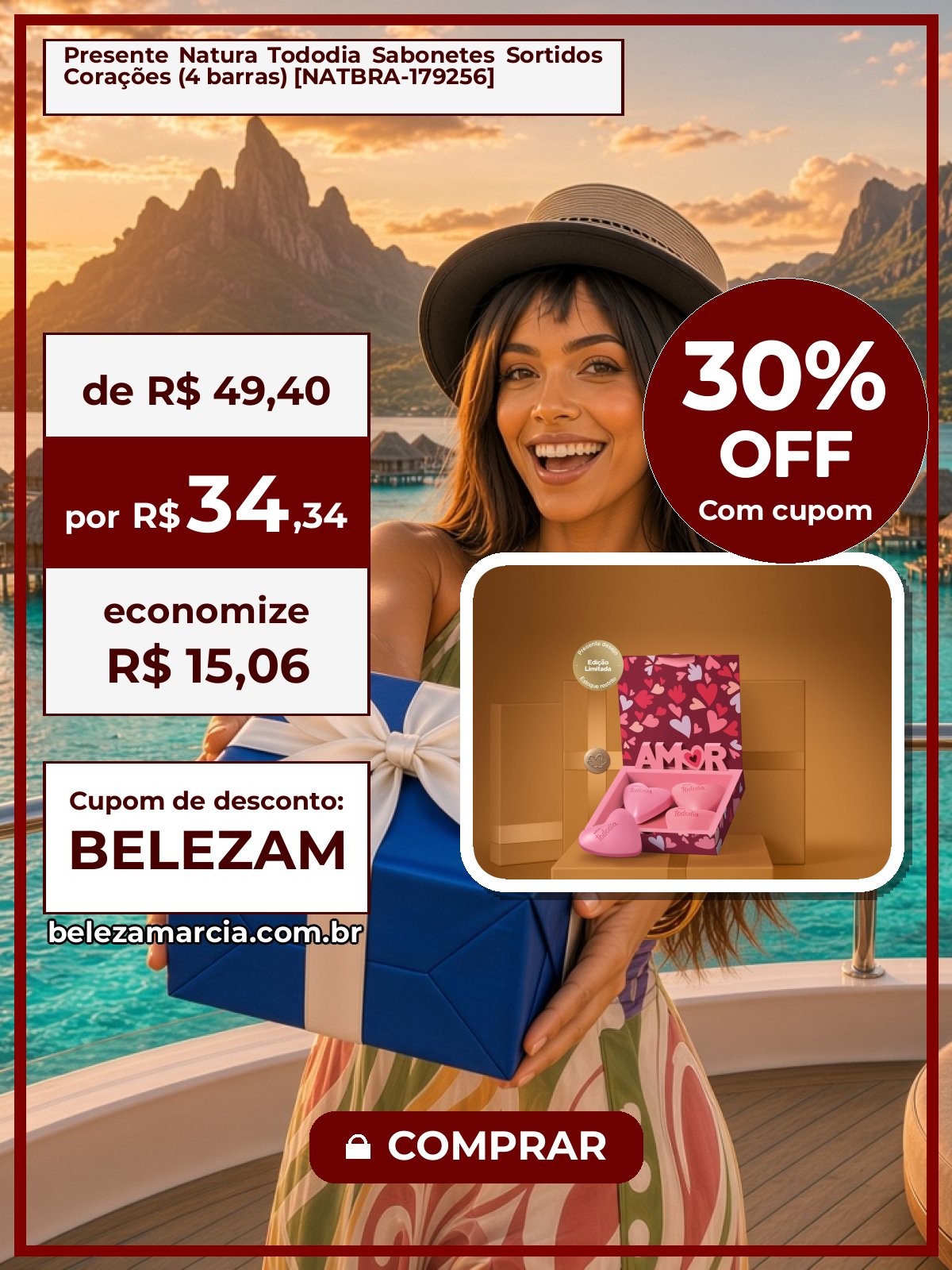 Presente Natura Tododia Sabonetes Sortidos Corações (4 barras) [NATBRA-179256]