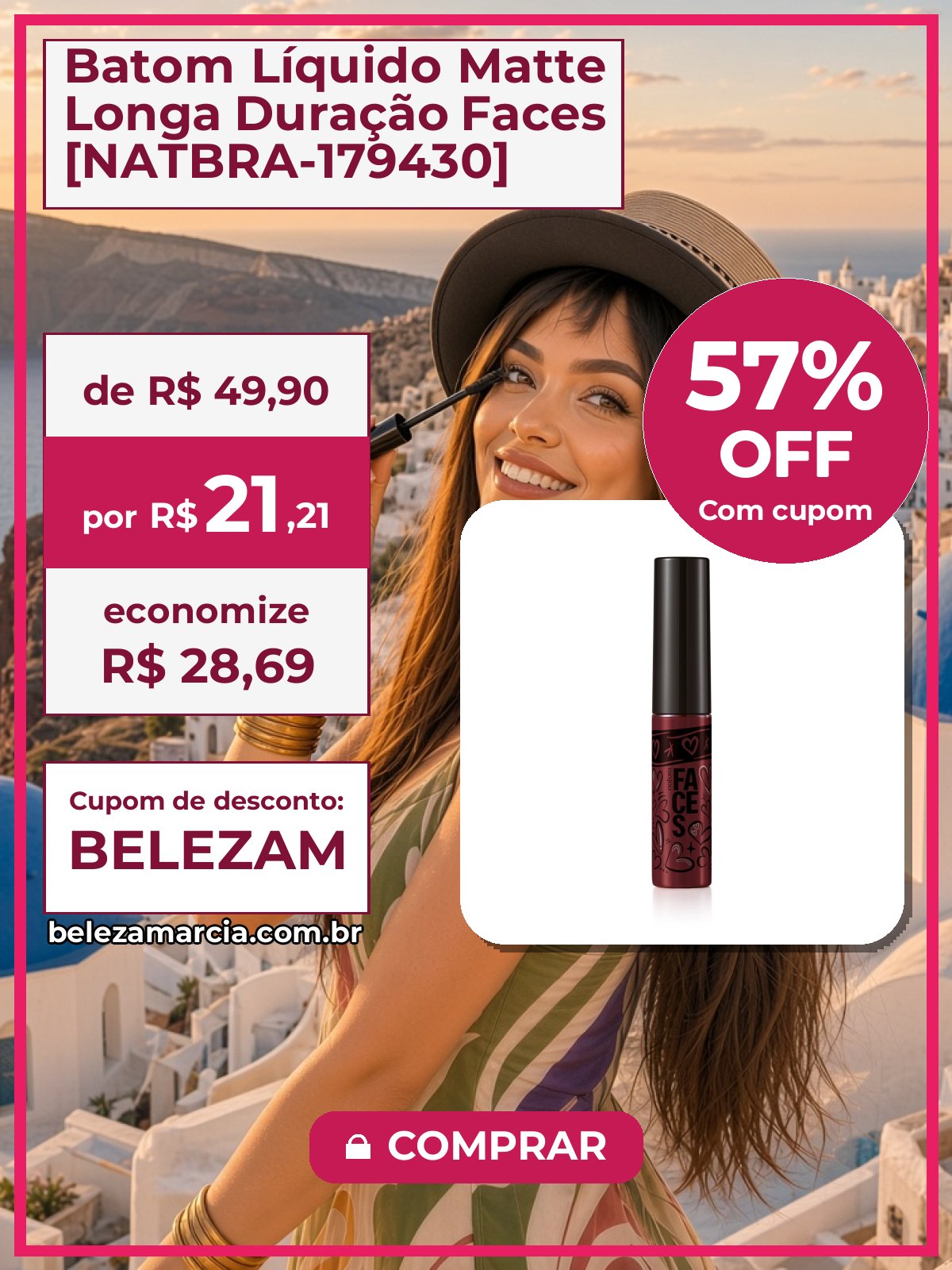 Batom Líquido Matte Longa Duração Faces [NATBRA-179430]