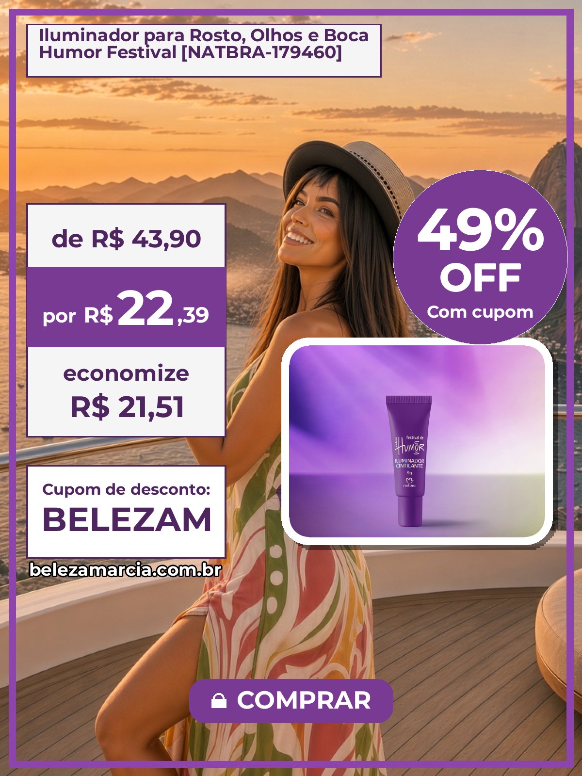 Iluminador para Rosto, Olhos e Boca Humor Festival [NATBRA-179460]