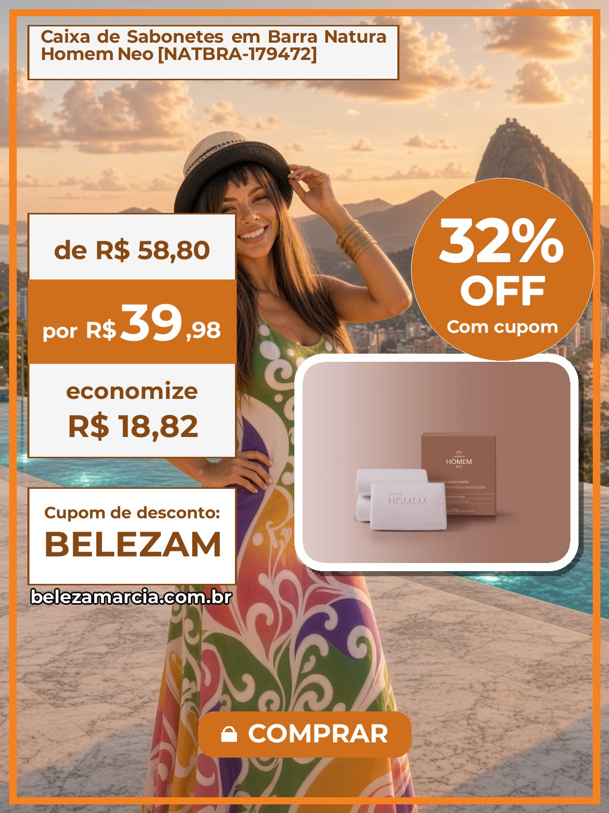 Caixa de Sabonetes em Barra Natura Homem Neo [NATBRA-179472]