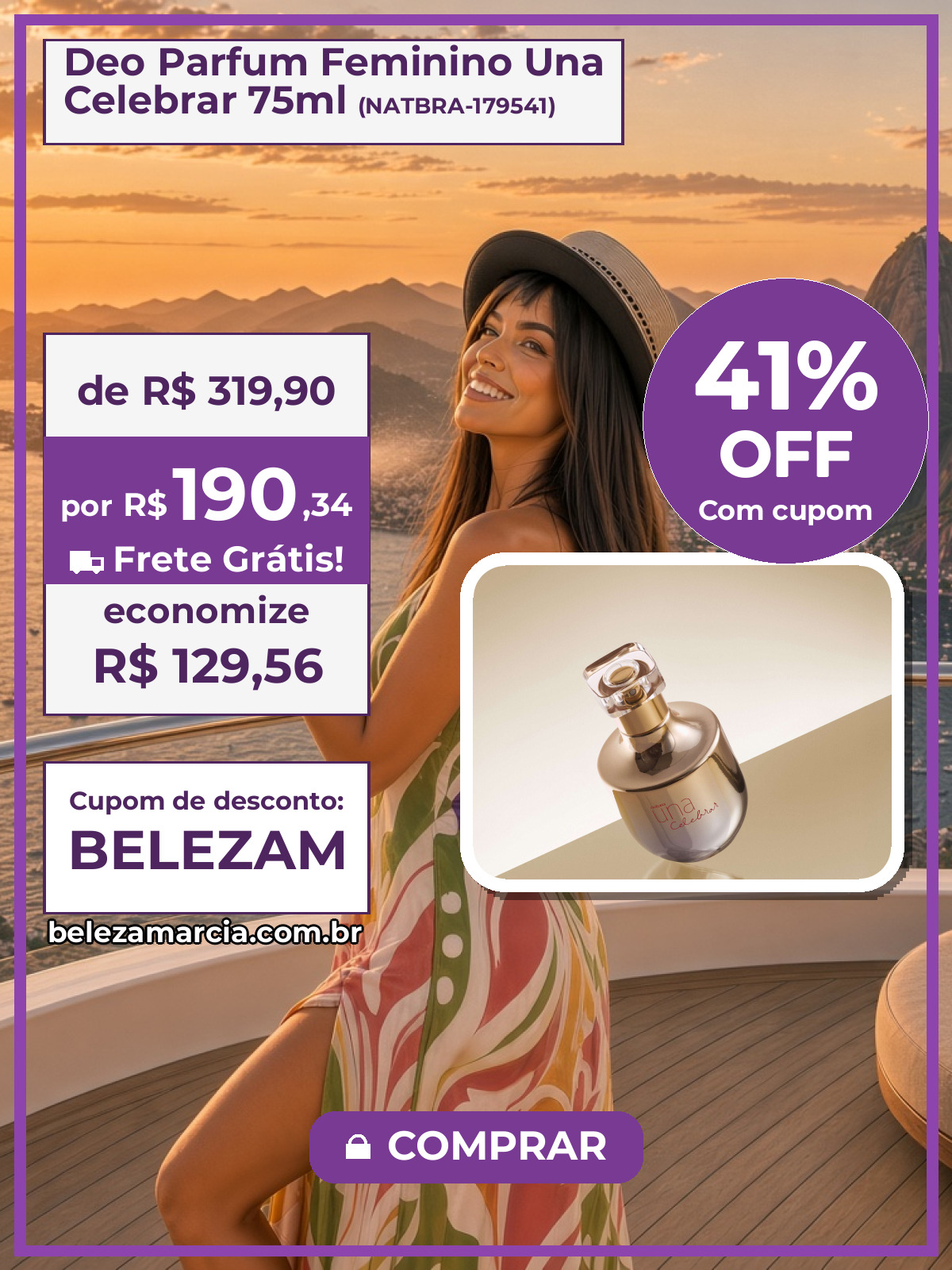 Deo Parfum Feminino Una Celebrar 75ml