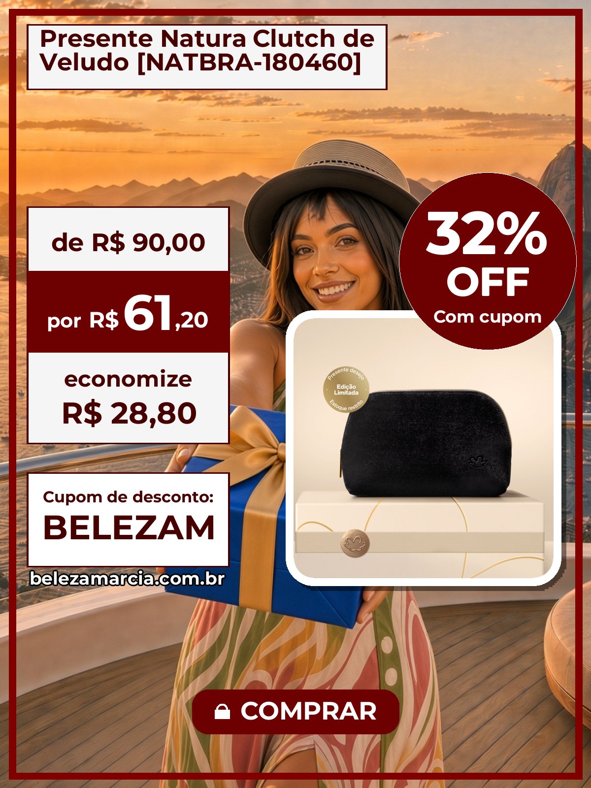 Presente Natura Clutch de Veludo [NATBRA-180460]
