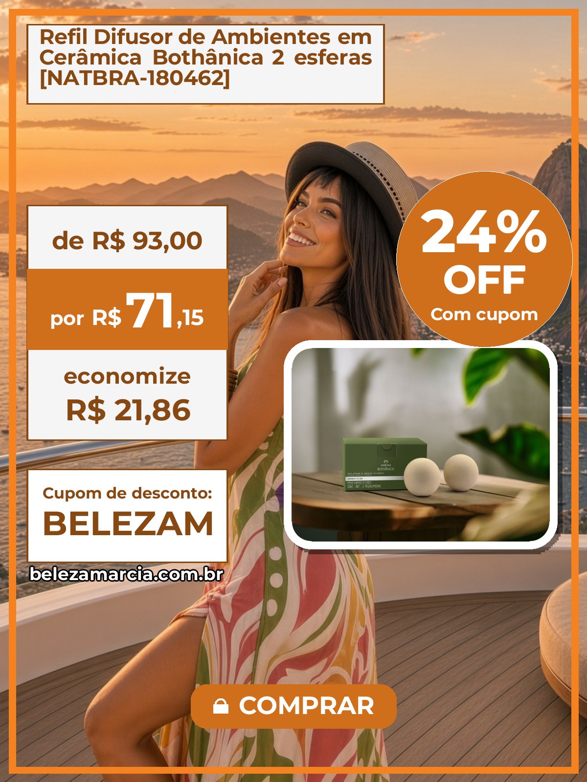 Refil Difusor de Ambientes em Cerâmica Bothânica 2 esferas [NATBRA-180462]