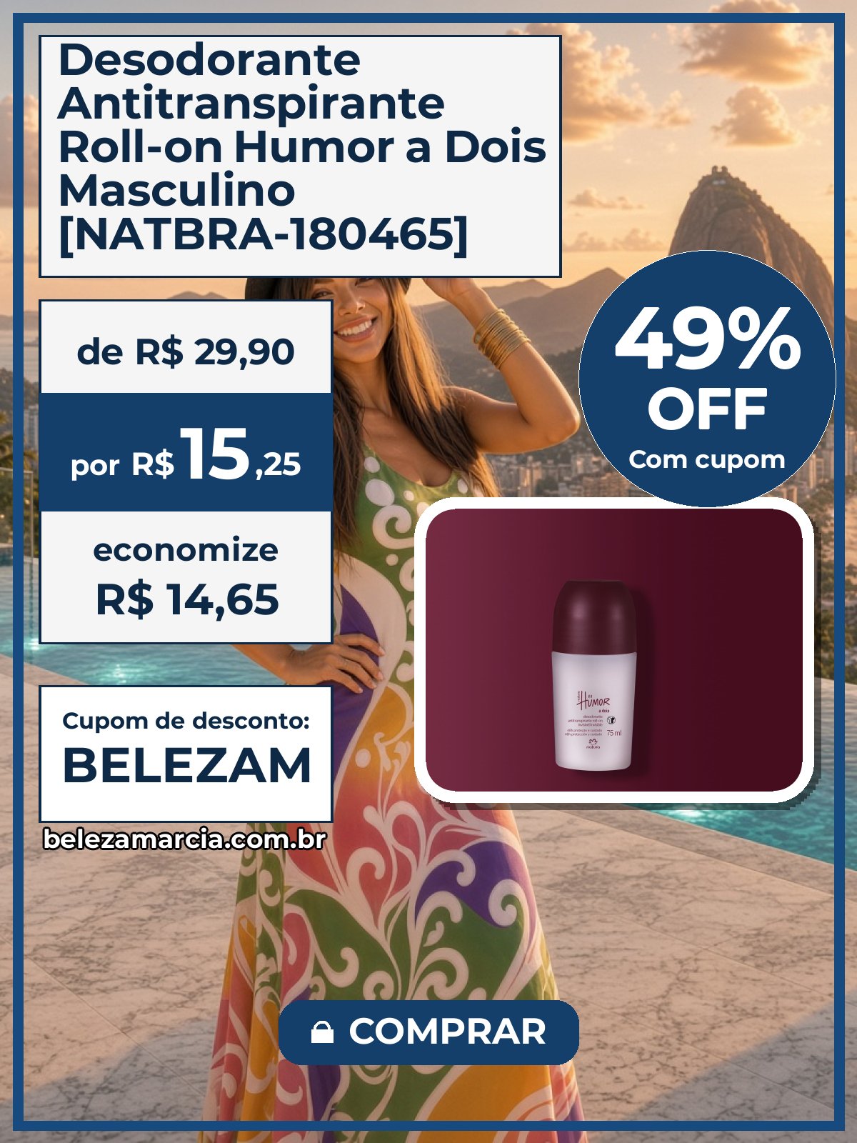 Desodorante Antitranspirante Roll-on Humor a Dois Masculino [NATBRA-180465]