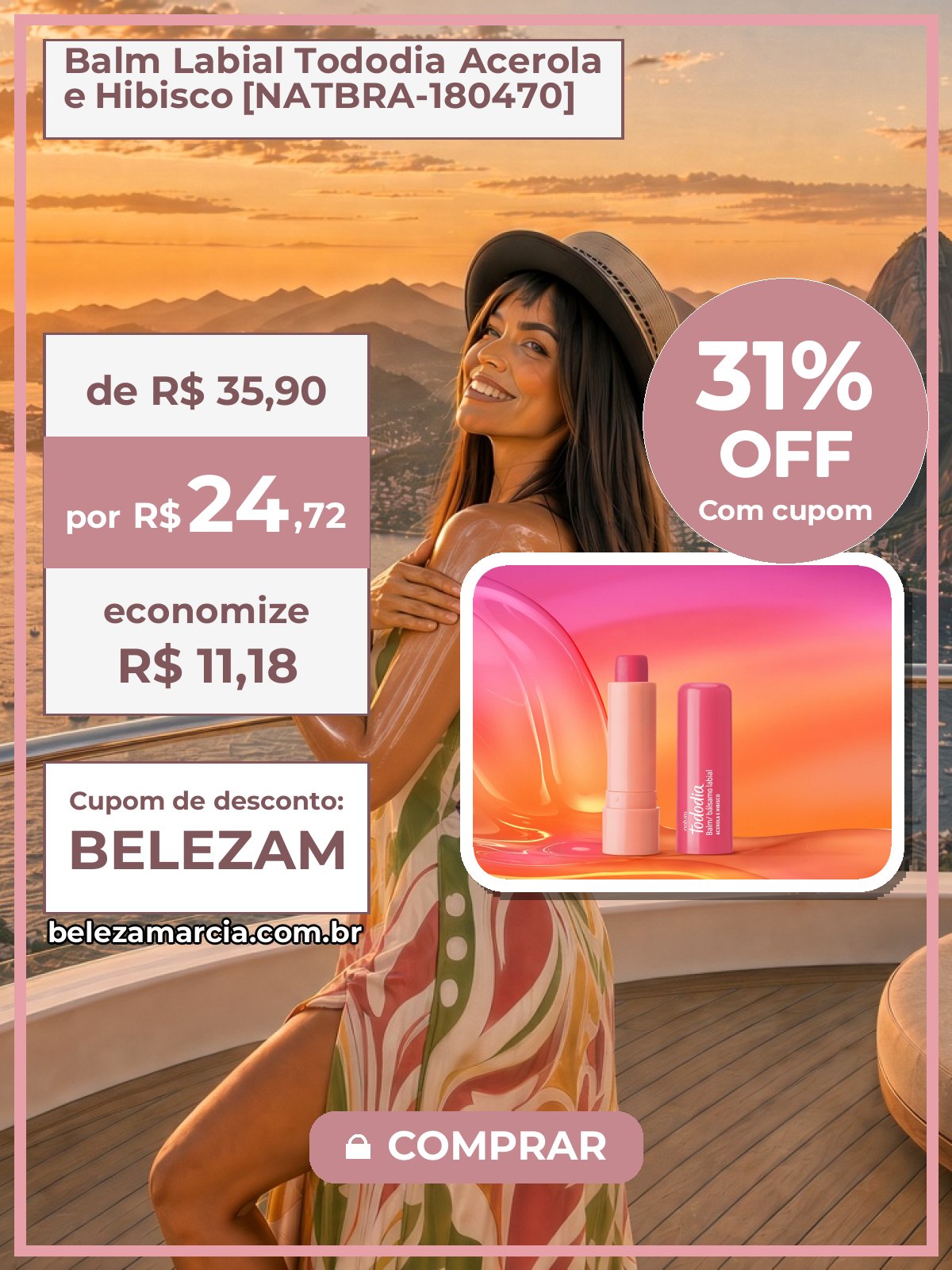 Balm Labial Tododia Acerola e Hibisco [NATBRA-180470]