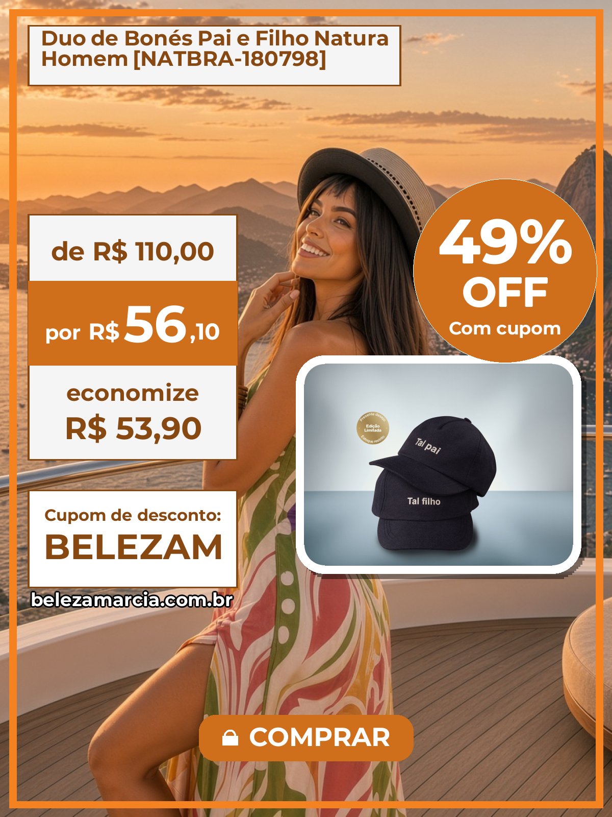 Duo de Bonés Pai e Filho Natura Homem [NATBRA-180798]
