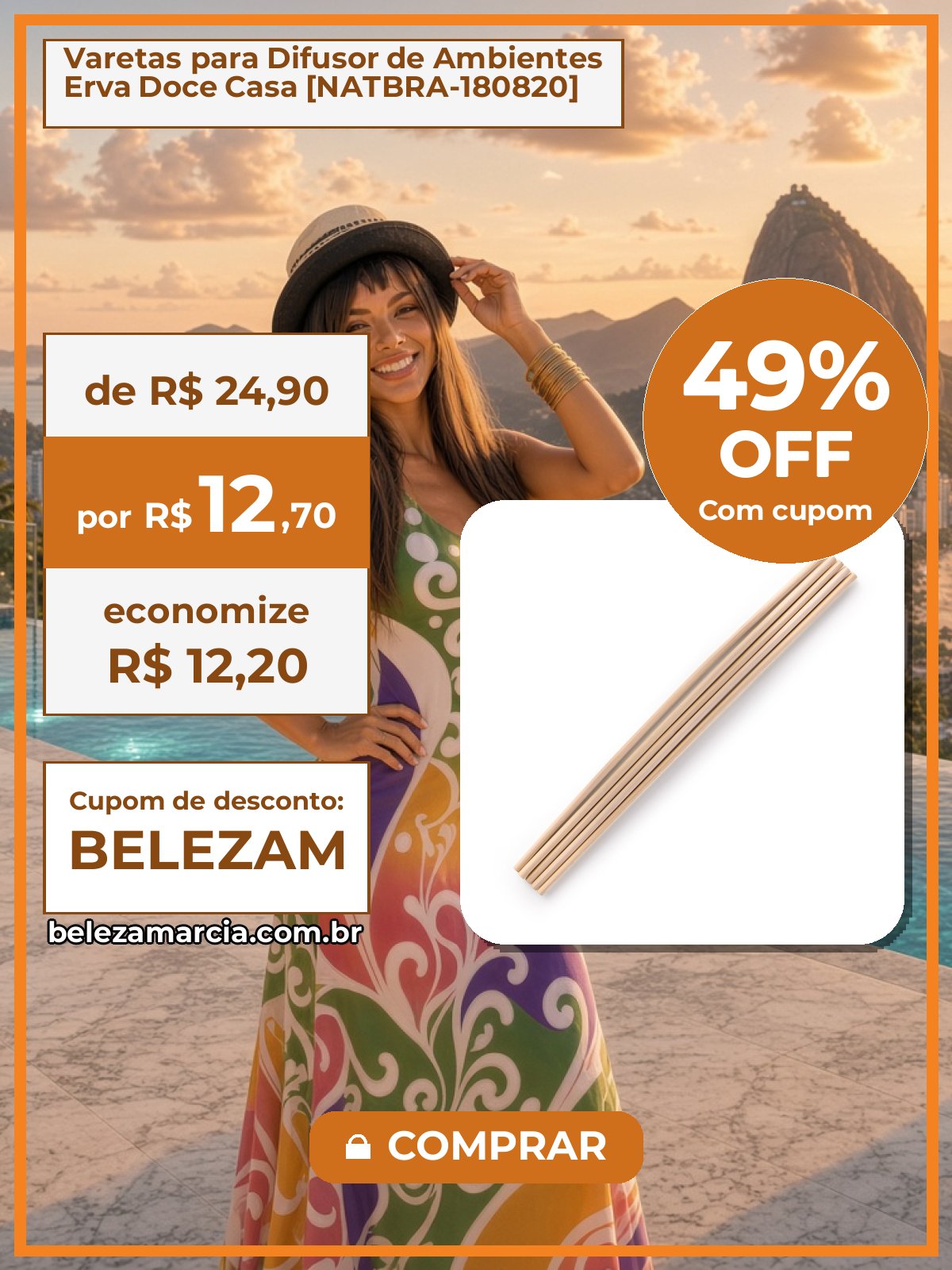 Varetas para Difusor de Ambientes Erva Doce Casa [NATBRA-180820]
