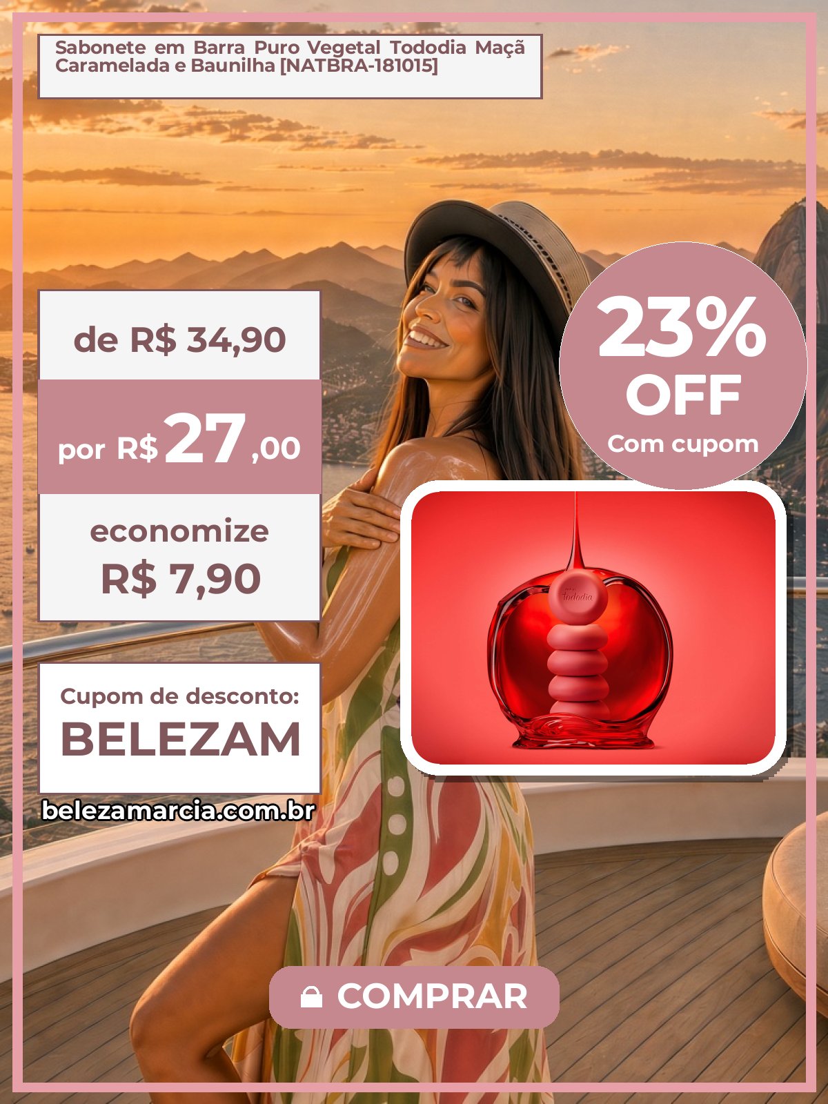 Sabonete em Barra Puro Vegetal Tododia Maçã Caramelada e Baunilha [NATBRA-181015]