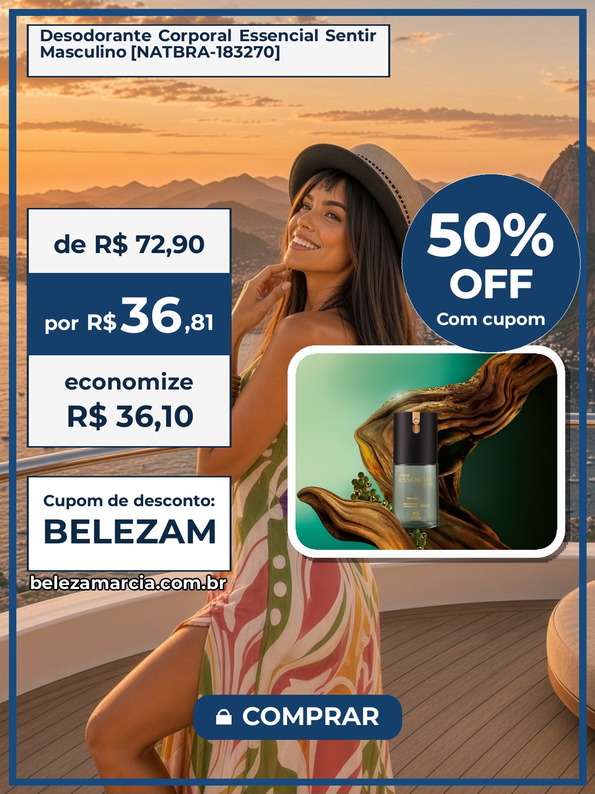 Desodorante Corporal Essencial Sentir Masculino [NATBRA-183270]