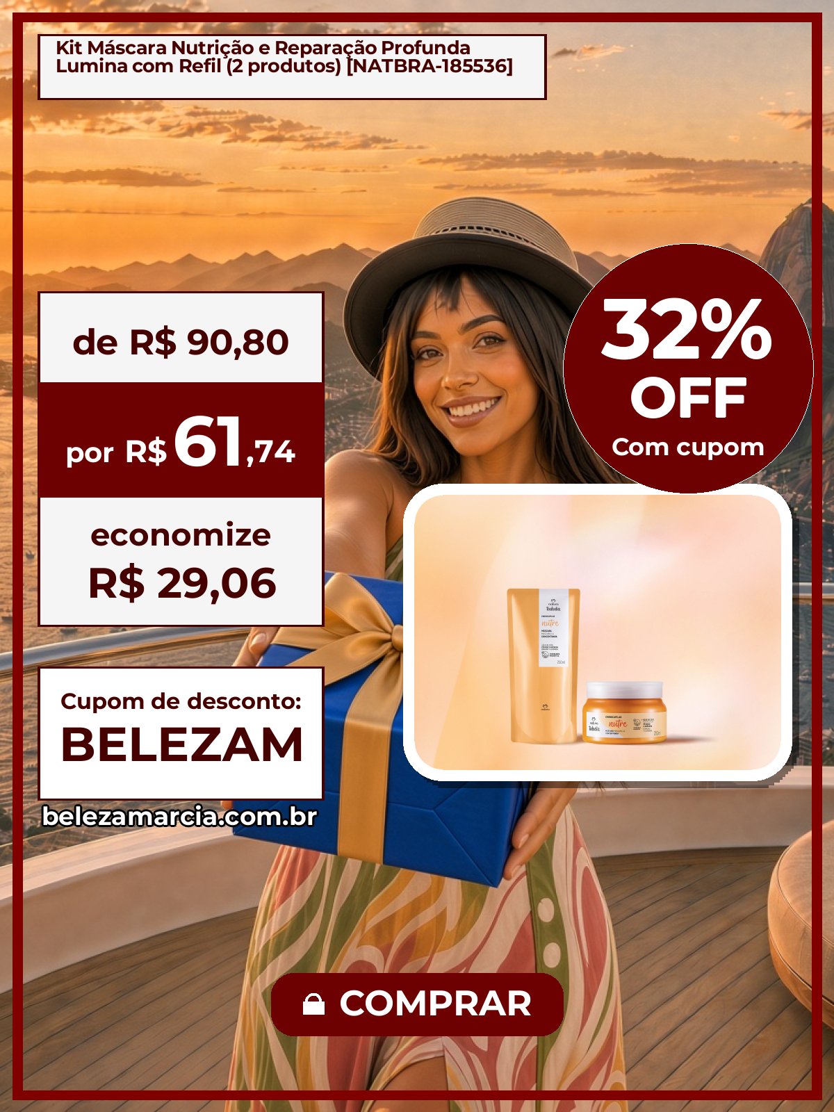 Kit Máscara Nutrição e Reparação Profunda Lumina com Refil (2 produtos) [NATBRA-185536]