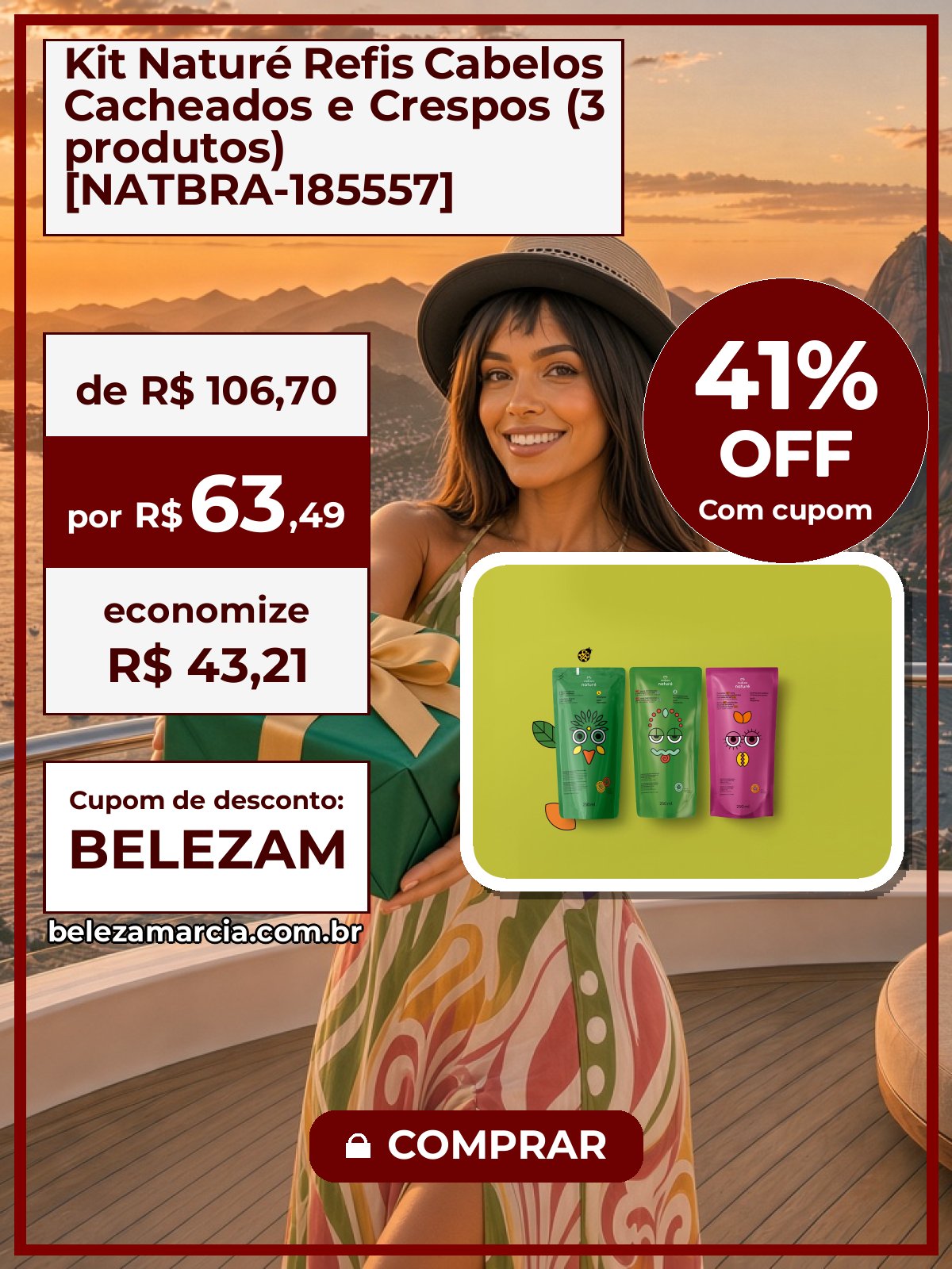 Kit Naturé Refis Cabelos Cacheados e Crespos (3 produtos) [NATBRA-185557]
