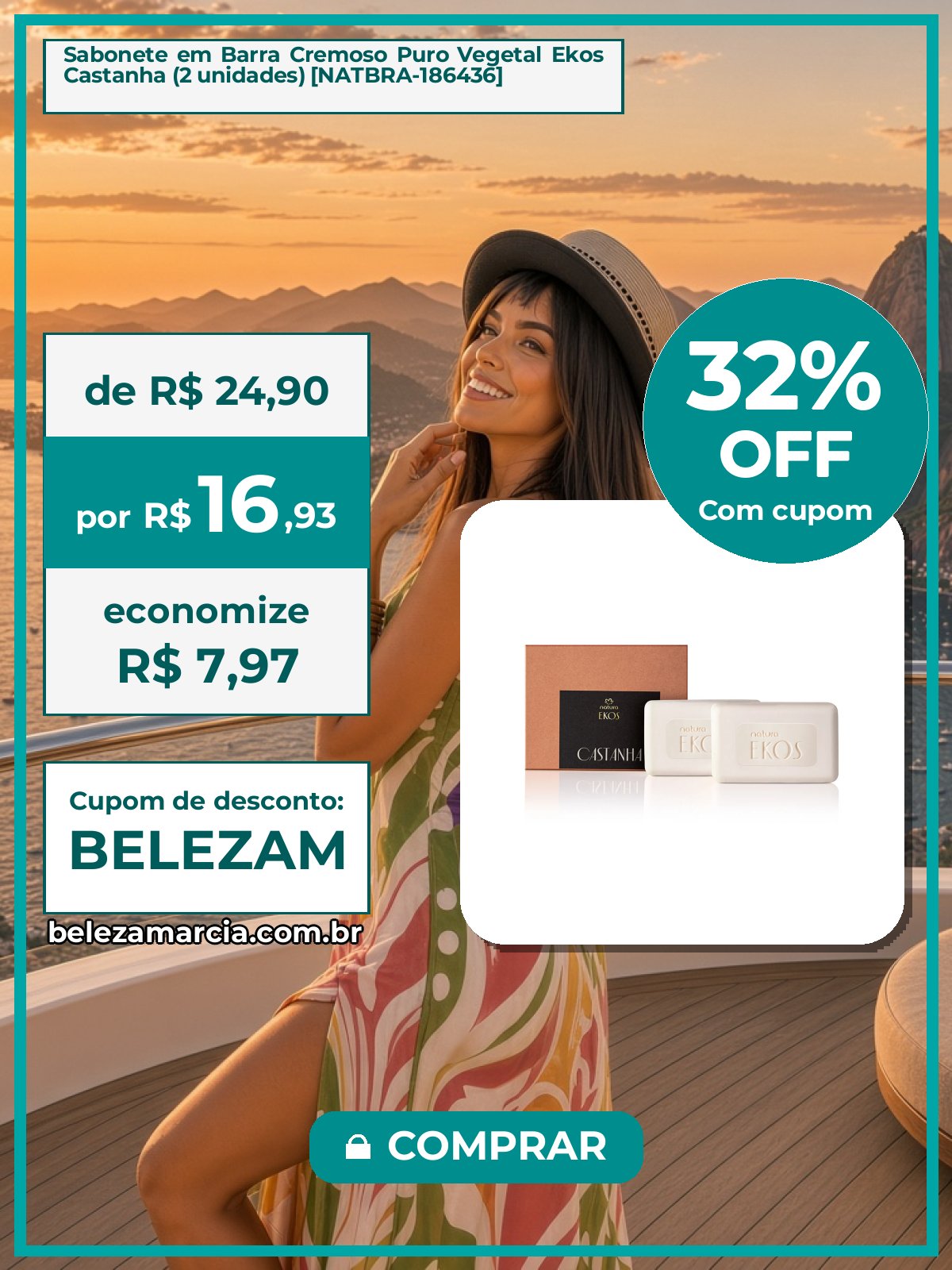 Sabonete em Barra Cremoso Puro Vegetal Ekos Castanha (2 unidades) [NATBRA-186436]