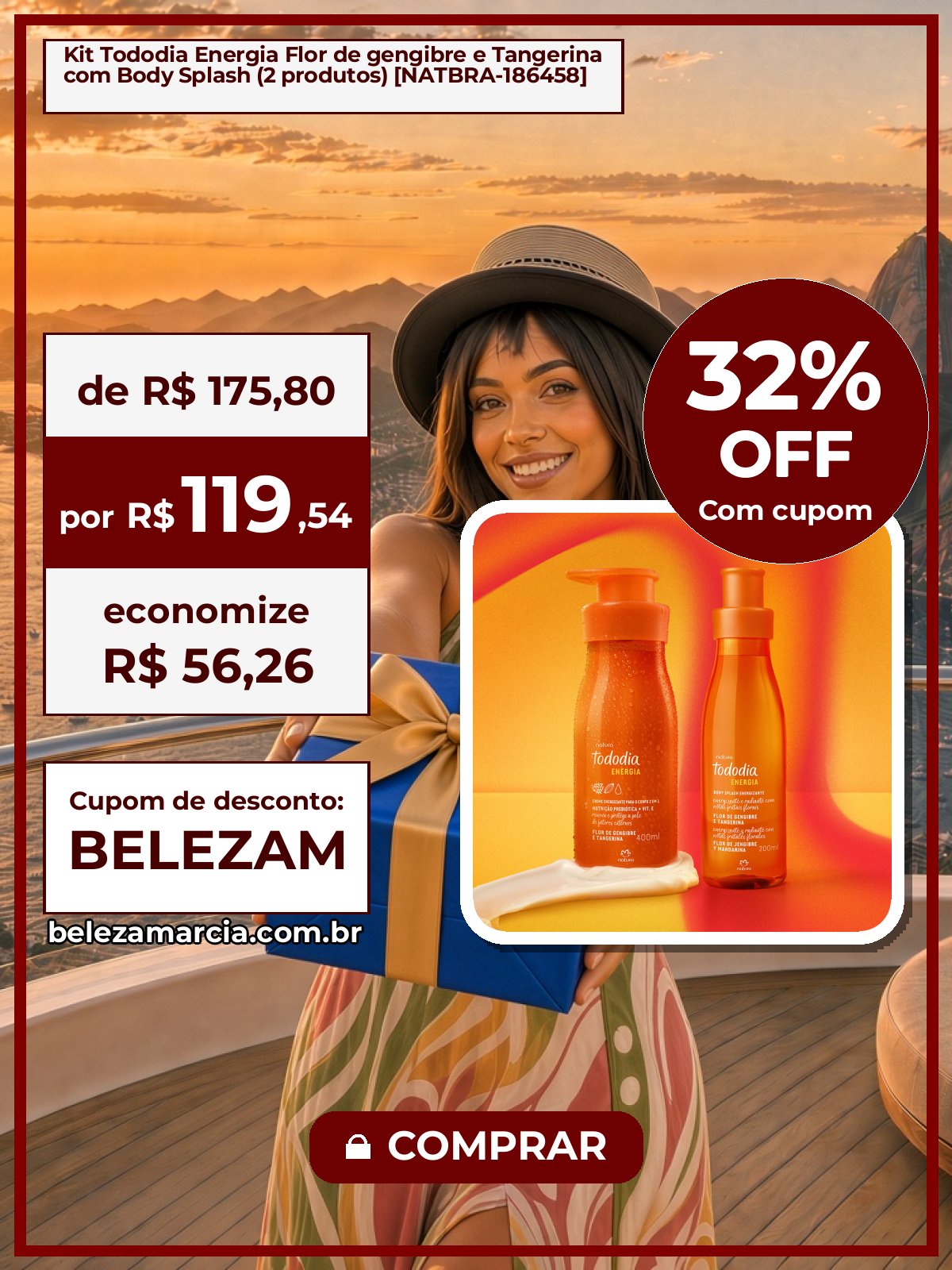 Kit Tododia Energia Flor de gengibre e Tangerina com Body Splash (2 produtos) [NATBRA-186458]