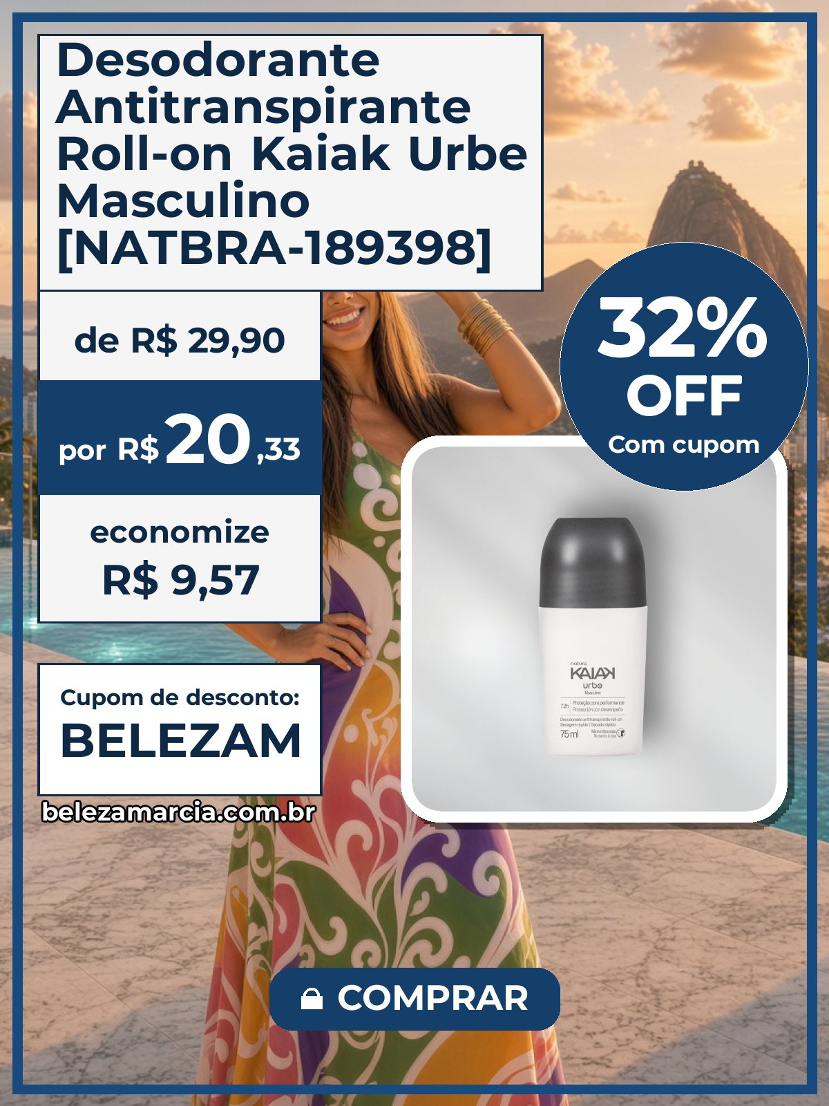 Desodorante Antitranspirante Roll-on Kaiak Urbe Masculino [NATBRA-189398]
