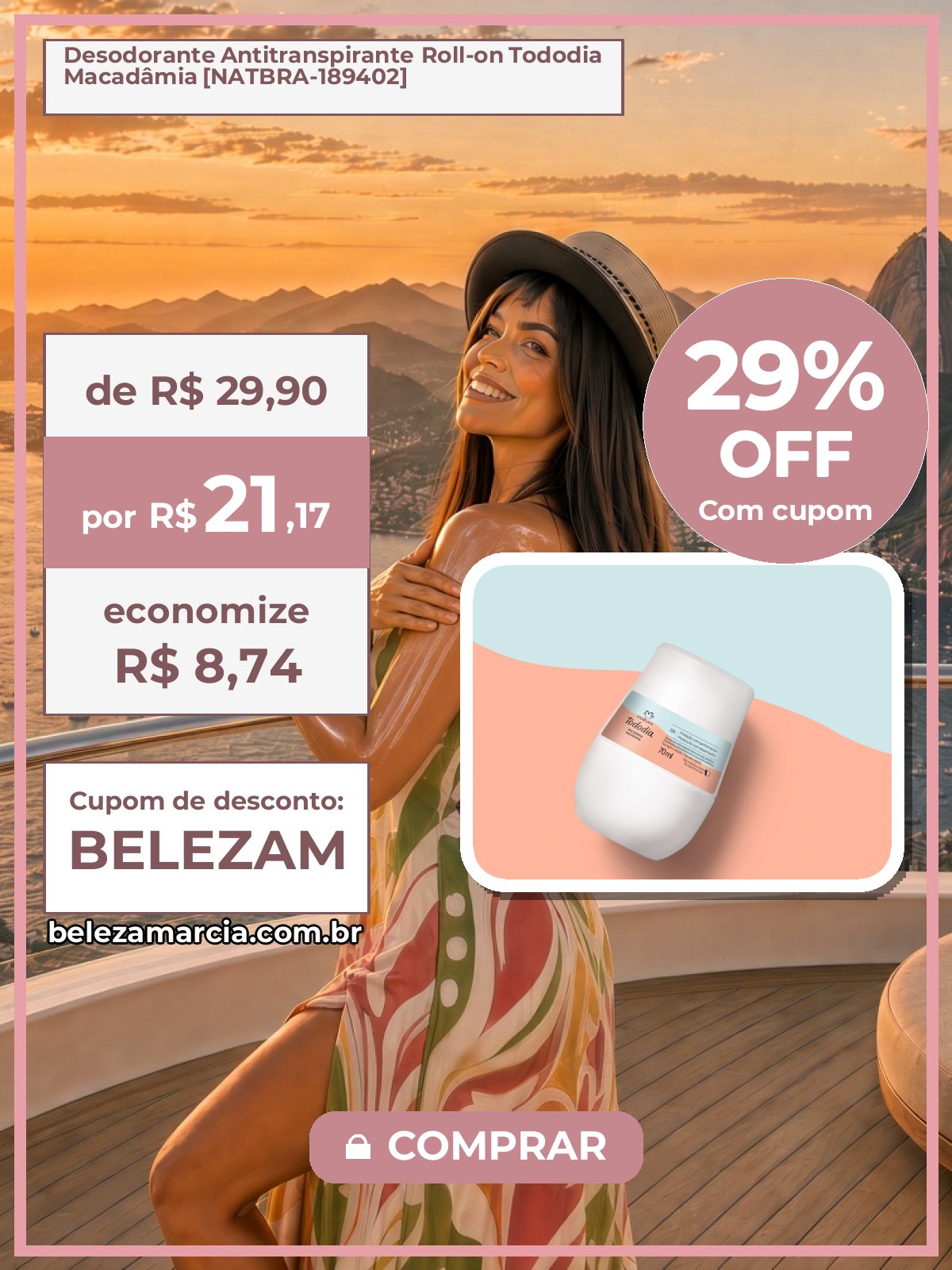 Desodorante Antitranspirante Roll-on Tododia Macadâmia [NATBRA-189402]