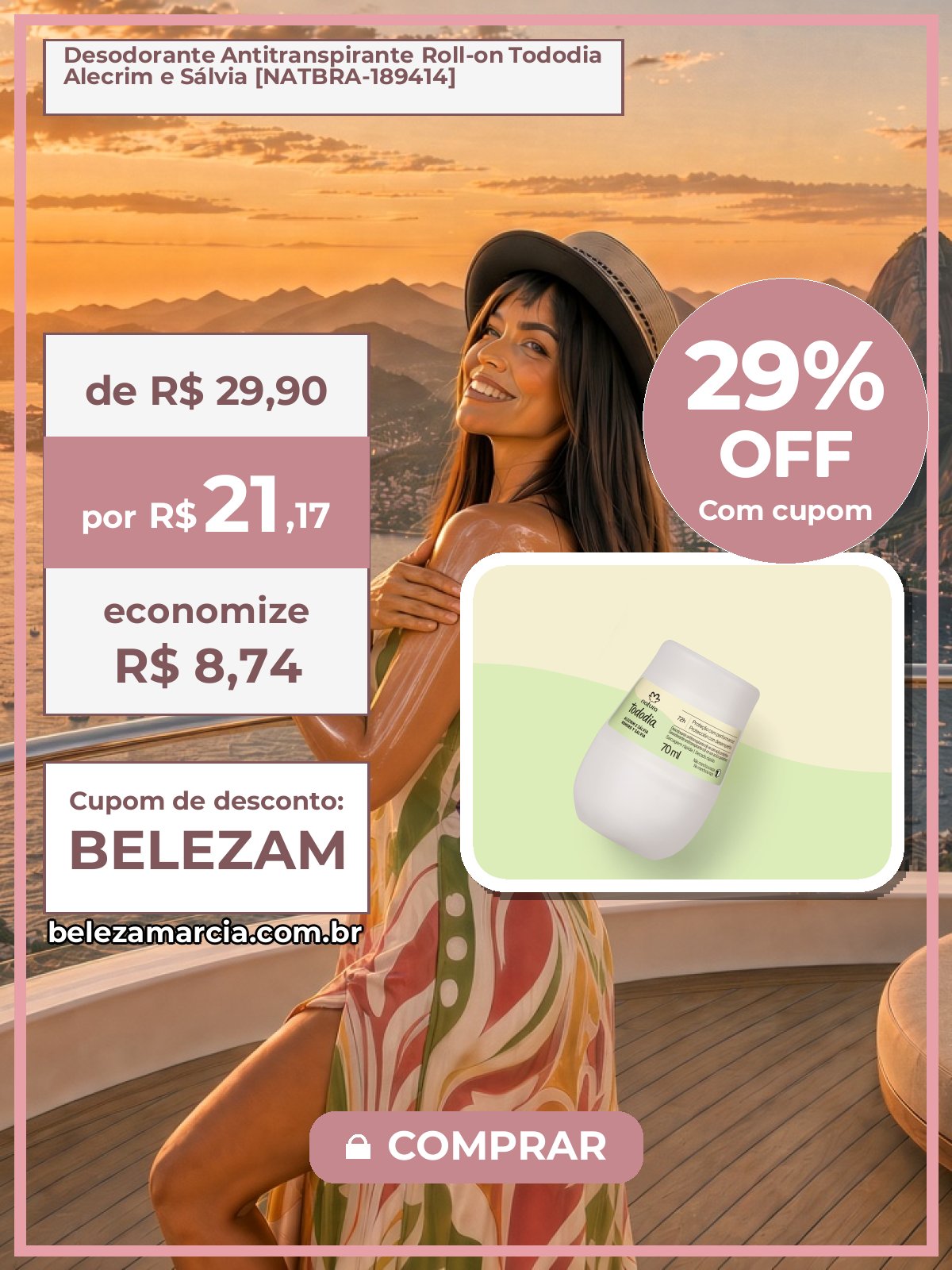 Desodorante Antitranspirante Roll-on Tododia Alecrim e Sálvia [NATBRA-189414]