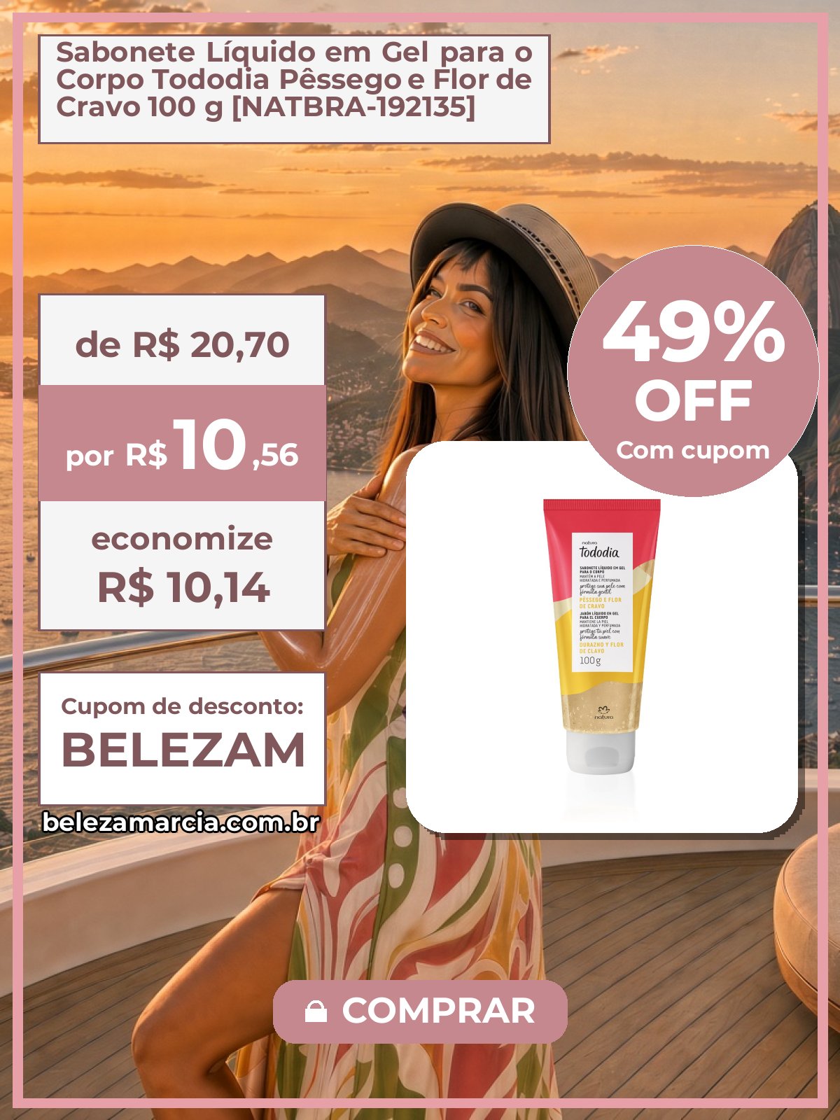 Sabonete Líquido em Gel para o Corpo Tododia Pêssego e Flor de Cravo 100 g [NATBRA-192135]