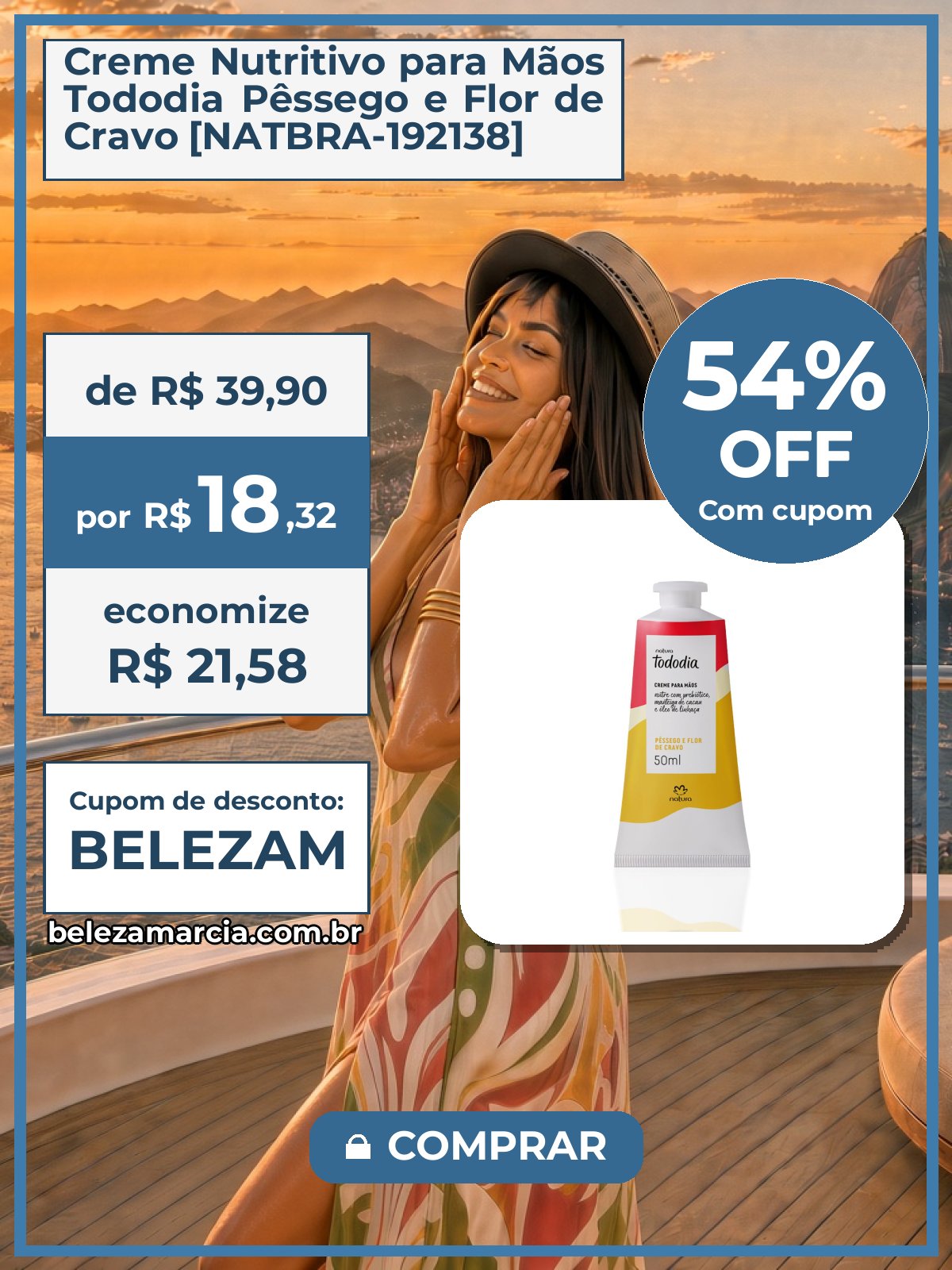 Creme Nutritivo para Mãos Tododia Pêssego e Flor de Cravo [NATBRA-192138]