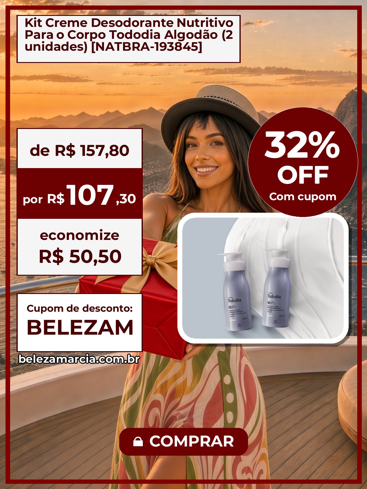 Kit Creme Desodorante Nutritivo Para o Corpo Tododia Algodão (2 unidades) [NATBRA-193845]