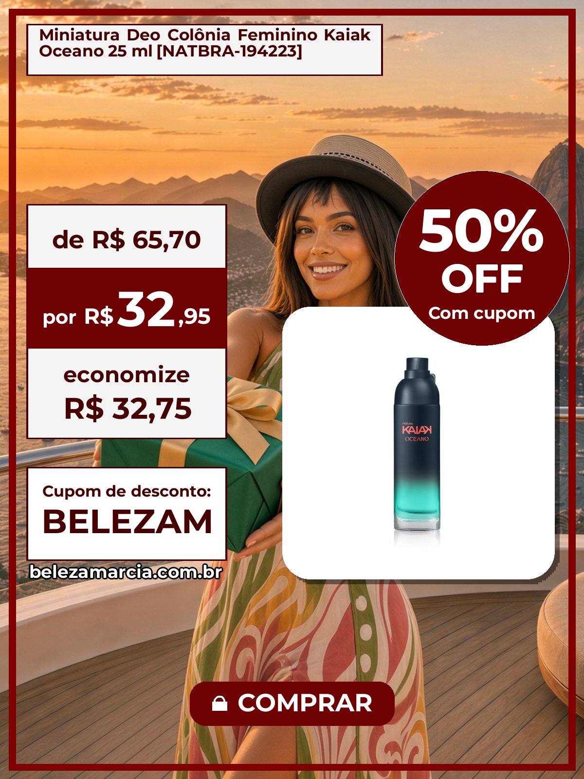Miniatura Deo Colônia Feminino Kaiak Oceano 25 ml [NATBRA-194223]