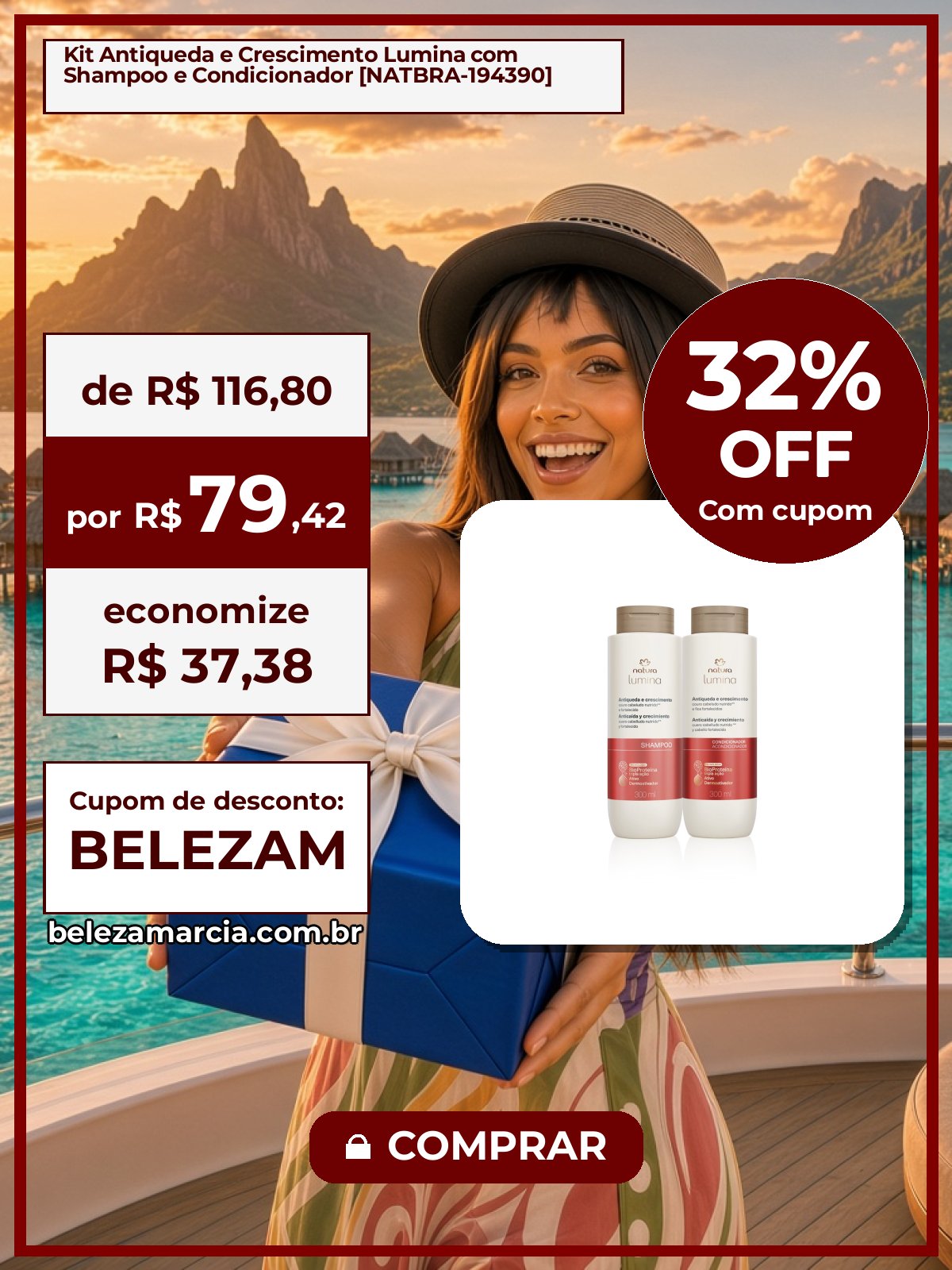 Kit Antiqueda e Crescimento Lumina com Shampoo e Condicionador [NATBRA-194390]