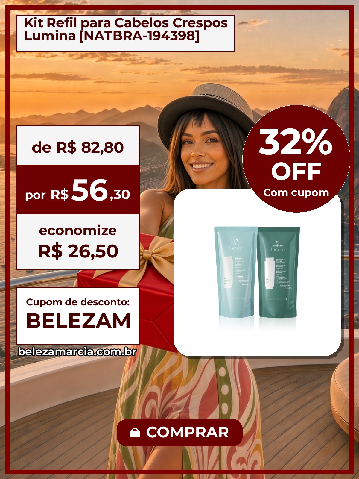 Kit Refil para Cabelos Crespos Lumina [NATBRA-194398]