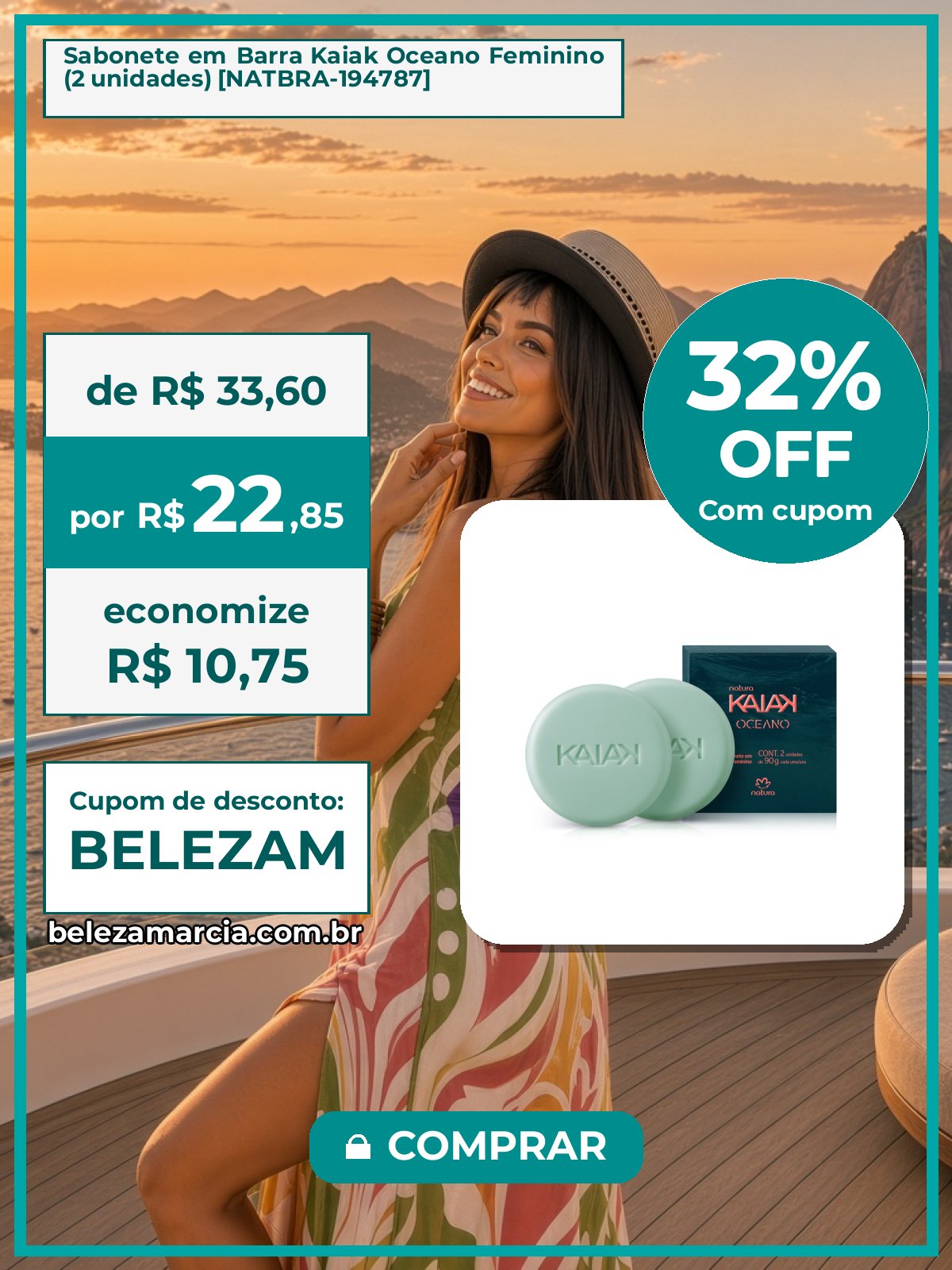 Sabonete em Barra Kaiak Oceano Feminino (2 unidades) [NATBRA-194787]