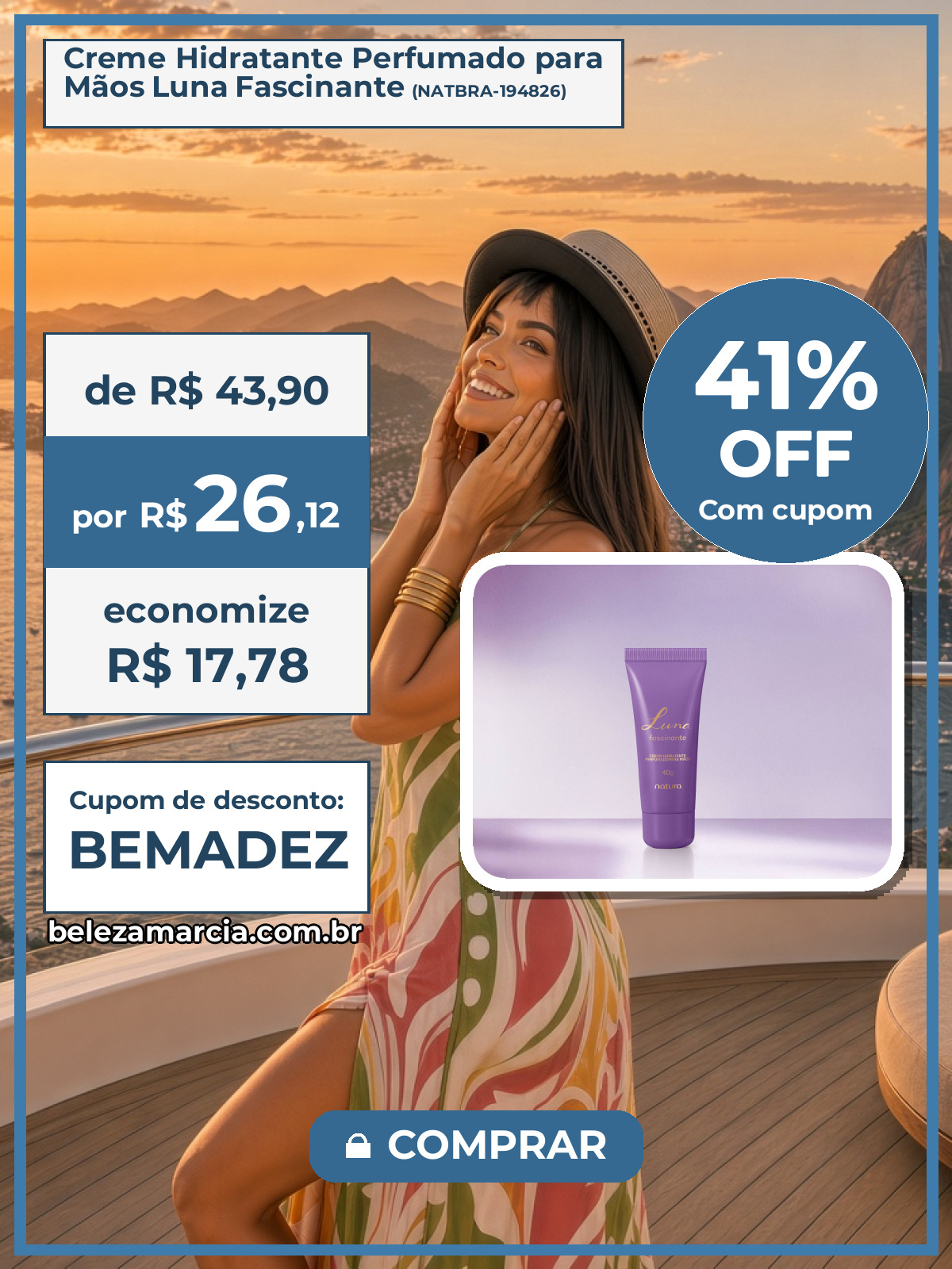 Creme Hidratante Perfumado para Mãos Luna Fascinante