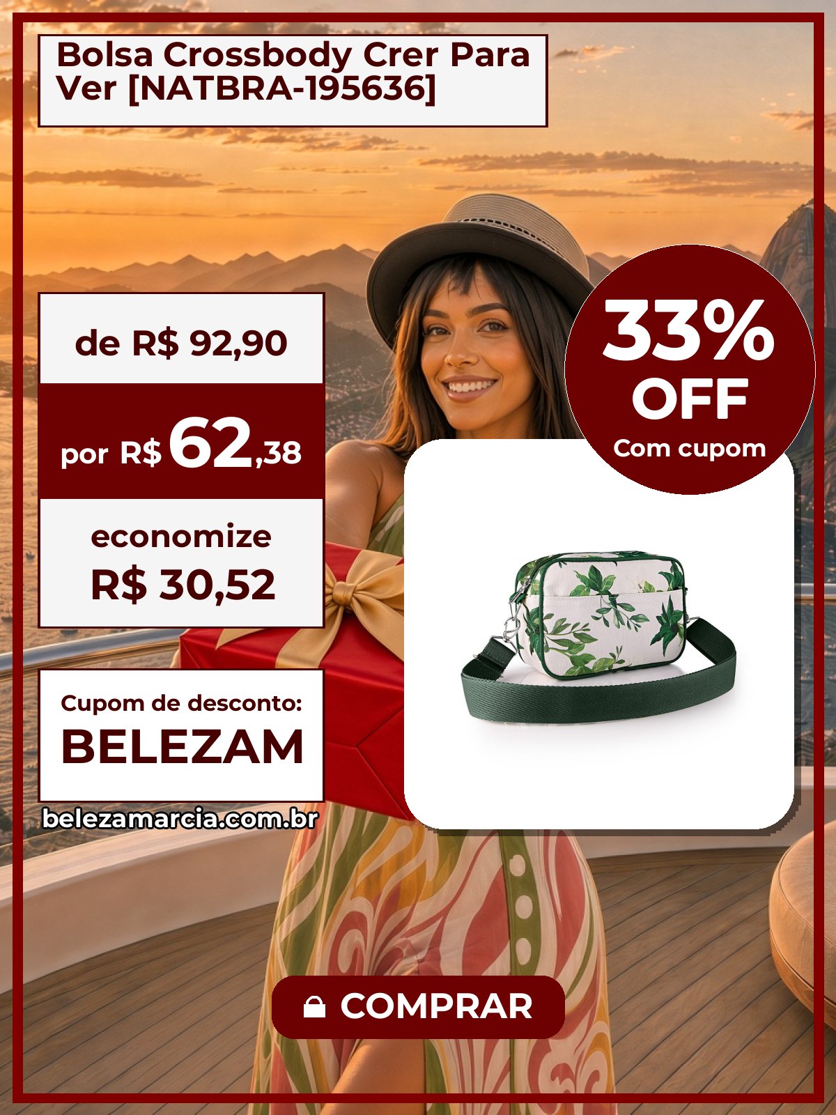 Bolsa Crossbody Crer Para Ver [NATBRA-195636]