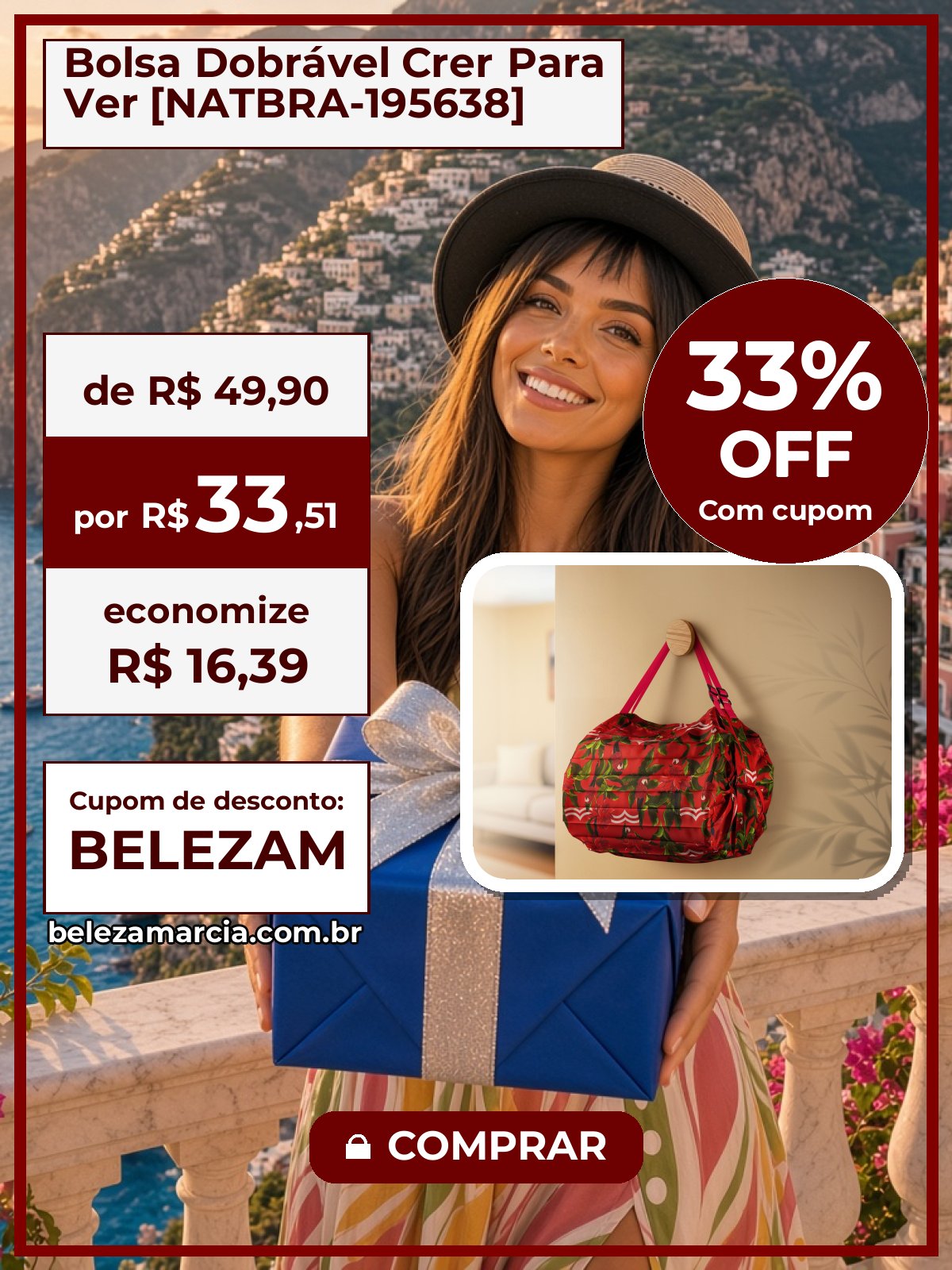 Bolsa Dobrável Crer Para Ver [NATBRA-195638]