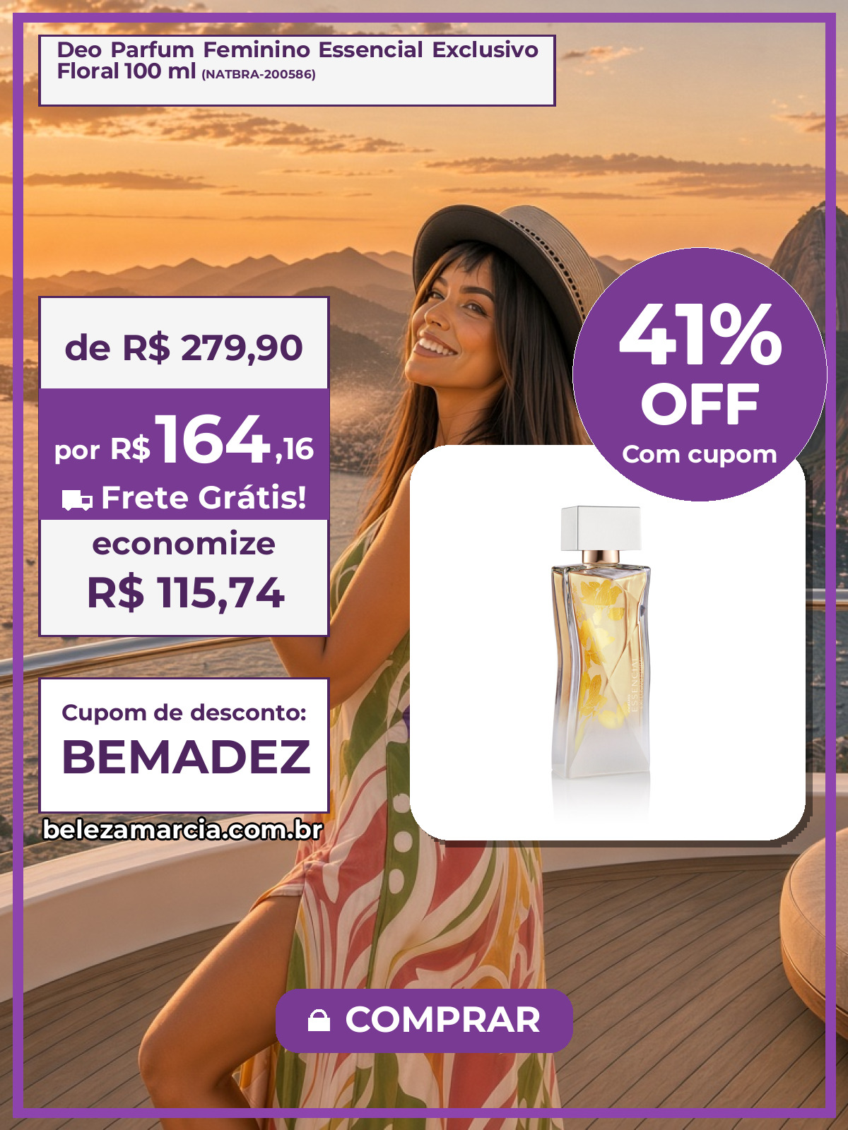Deo Parfum Feminino Essencial Exclusivo Floral 100 ml