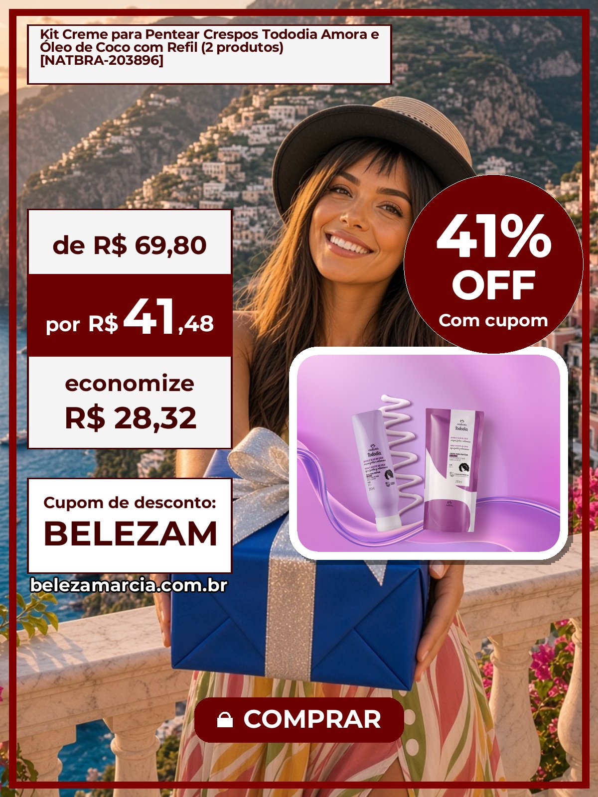 Kit Creme para Pentear Crespos Tododia Amora e Óleo de Coco com Refil (2 produtos) [NATBRA-203896]