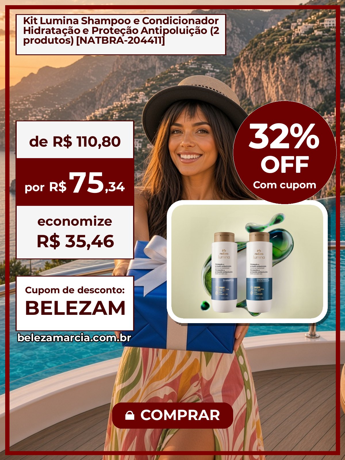 Kit Lumina Shampoo e Condicionador Hidratação e Proteção Antipoluição (2 produtos) [NATBRA-204411]