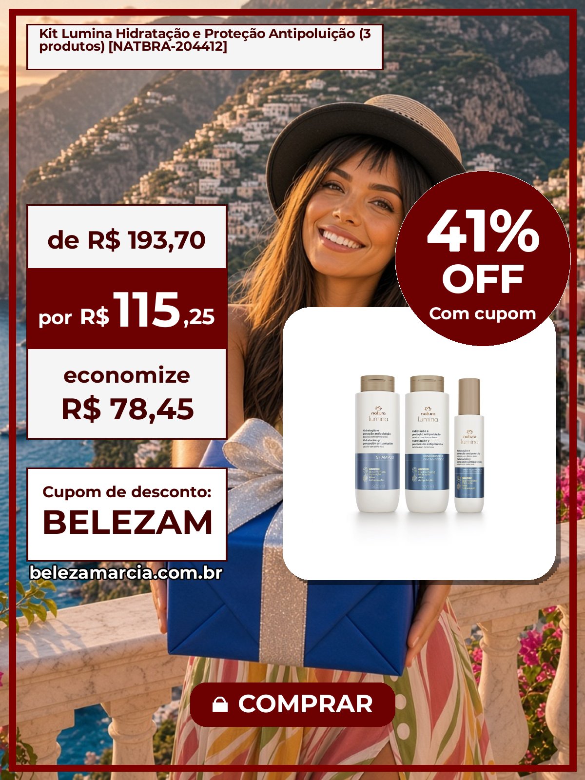 Kit Lumina Hidratação e Proteção Antipoluição (3 produtos) [NATBRA-204412]