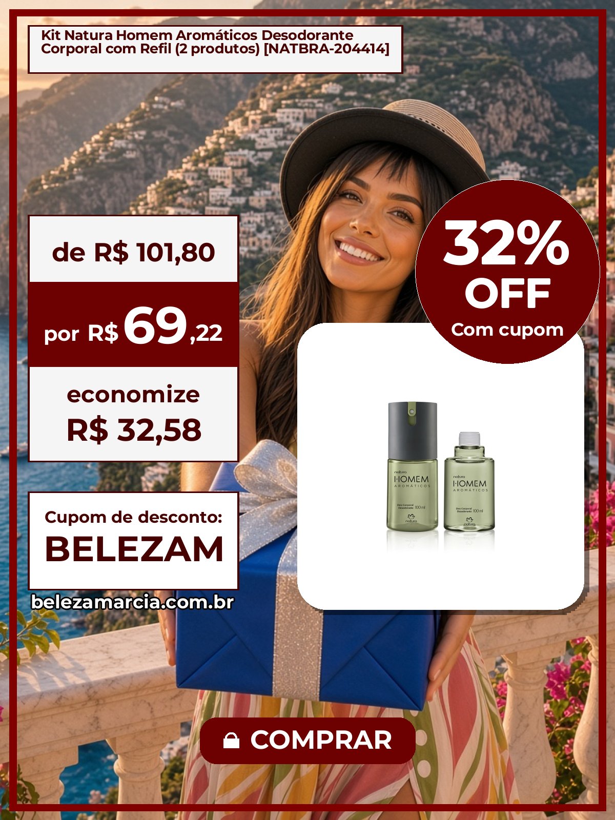Kit Natura Homem Aromáticos Desodorante Corporal com Refil (2 produtos) [NATBRA-204414]
