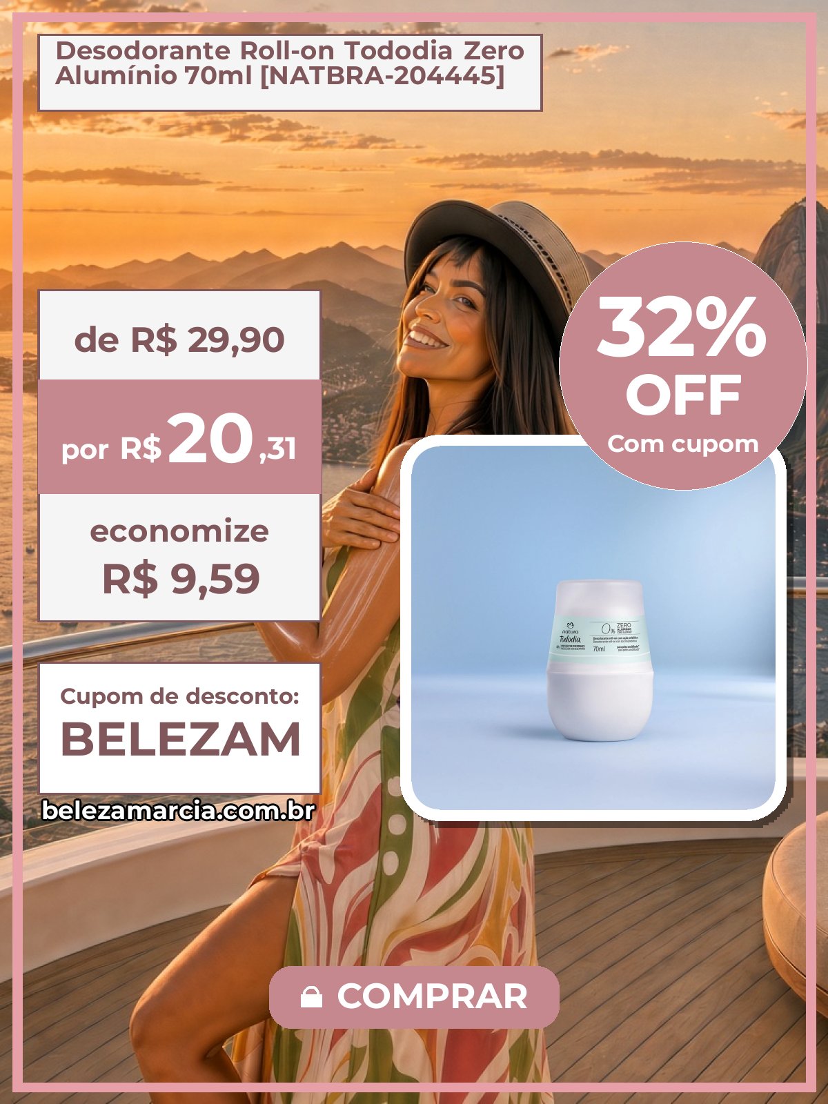 Desodorante Roll-on Tododia Zero Alumínio 70ml [NATBRA-204445]