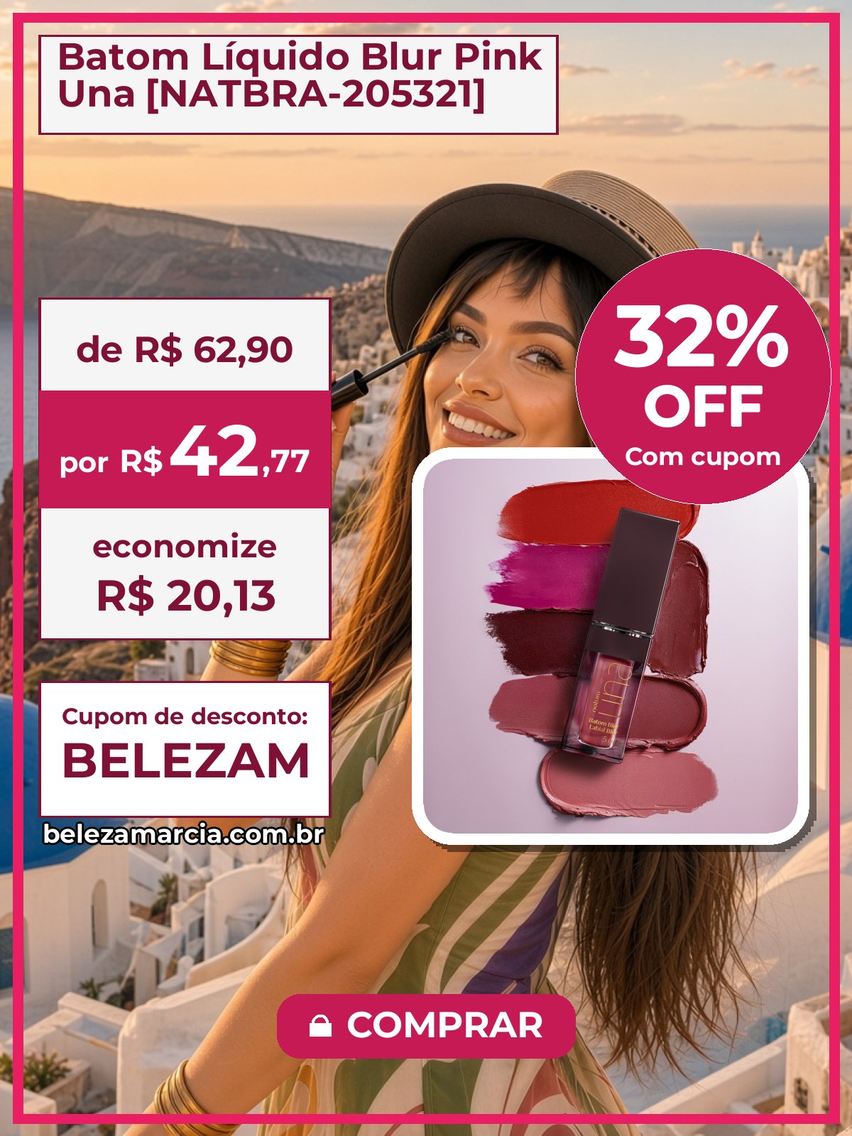 Batom Líquido Blur Pink Una [NATBRA-205321]
