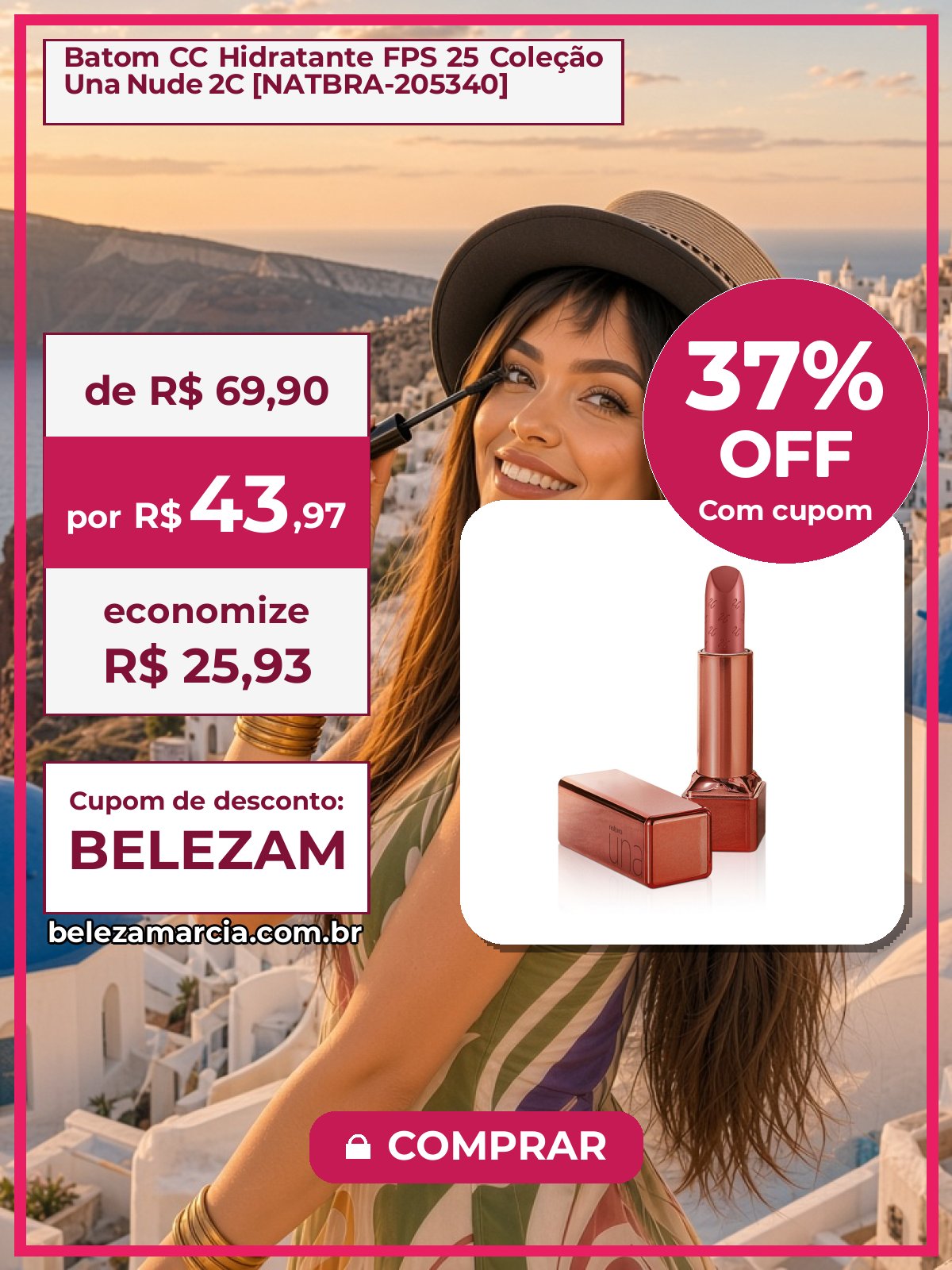 Batom CC Hidratante FPS 25 Coleção Una Nude 2C [NATBRA-205340]