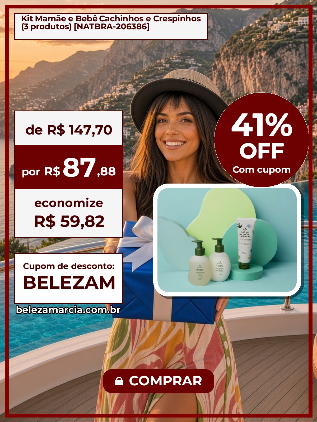 Kit Mamãe e Bebê Cachinhos e Crespinhos (3 produtos) [NATBRA-206386]