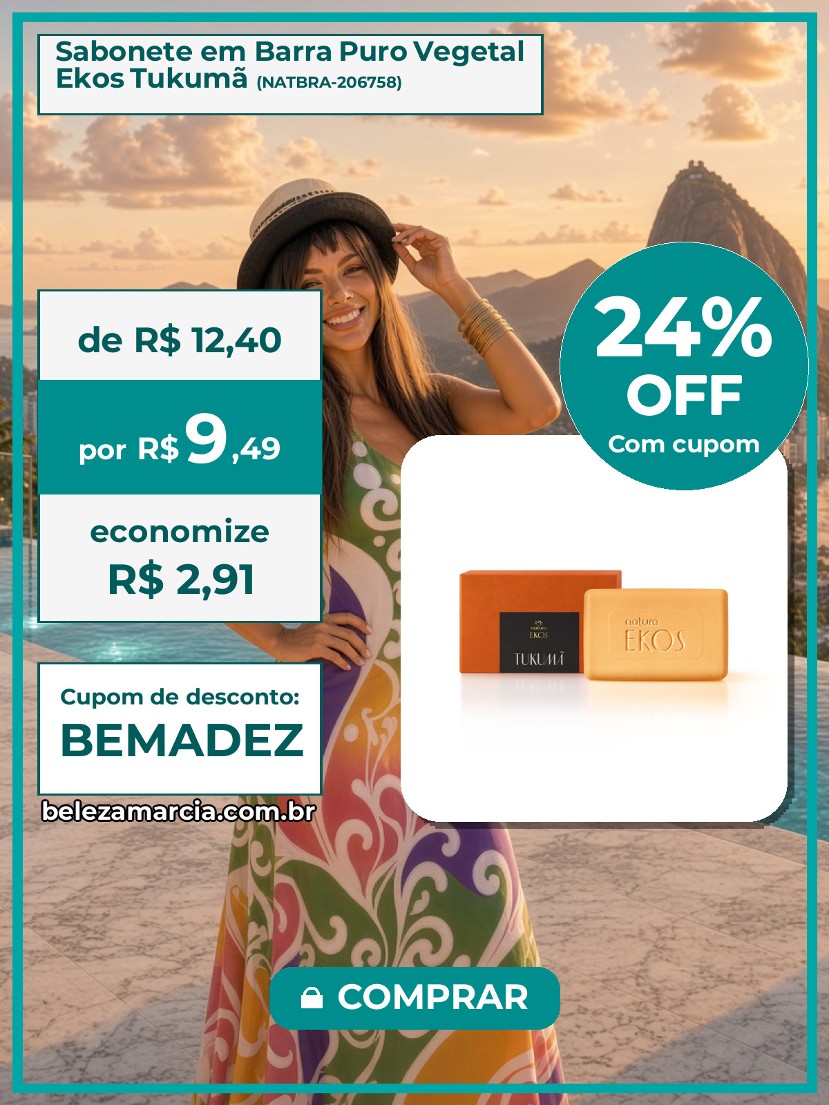 Sabonete em Barra Puro Vegetal Ekos Tukumã