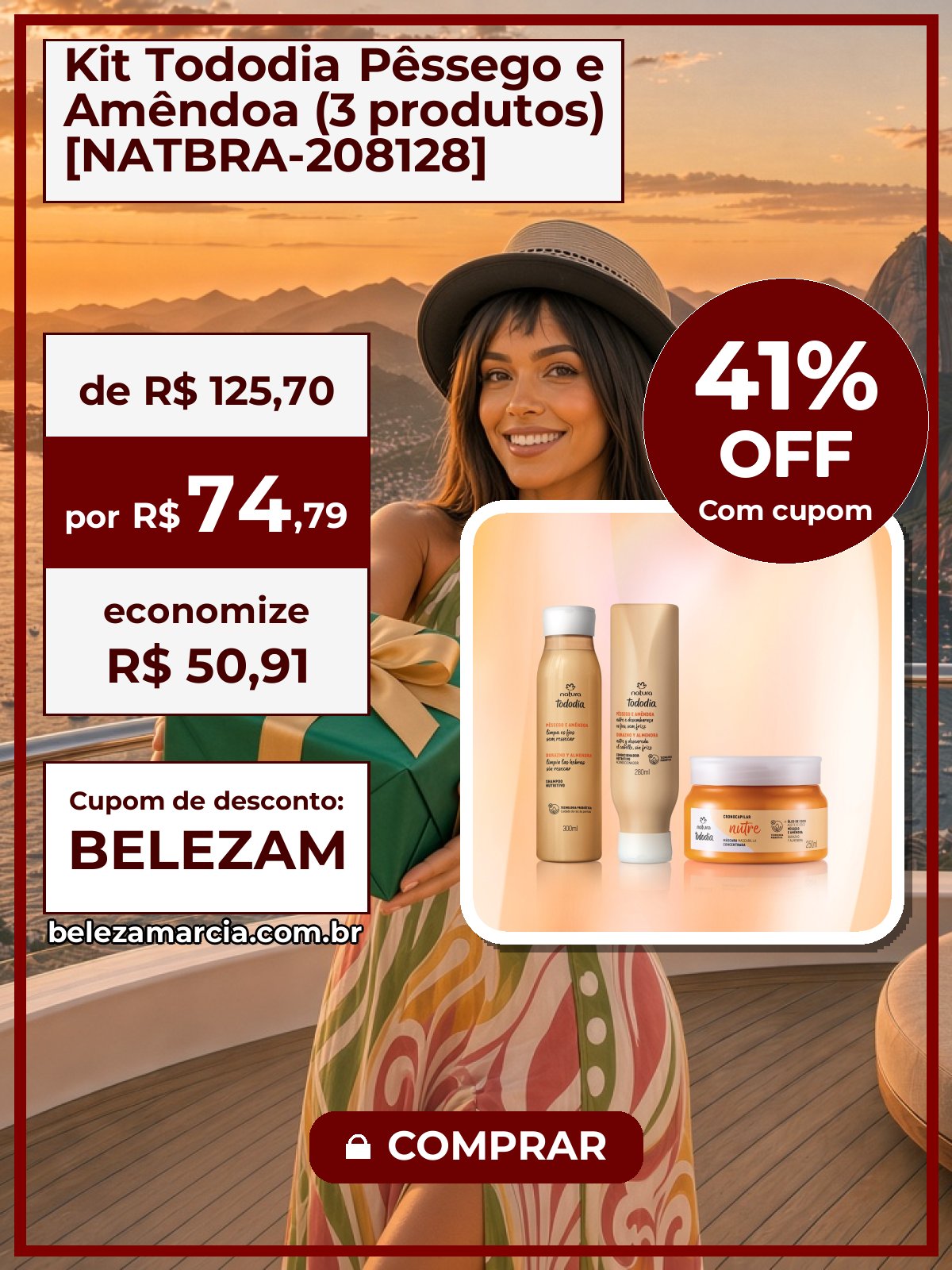 Kit Tododia Pêssego e Amêndoa (3 produtos) [NATBRA-208128]