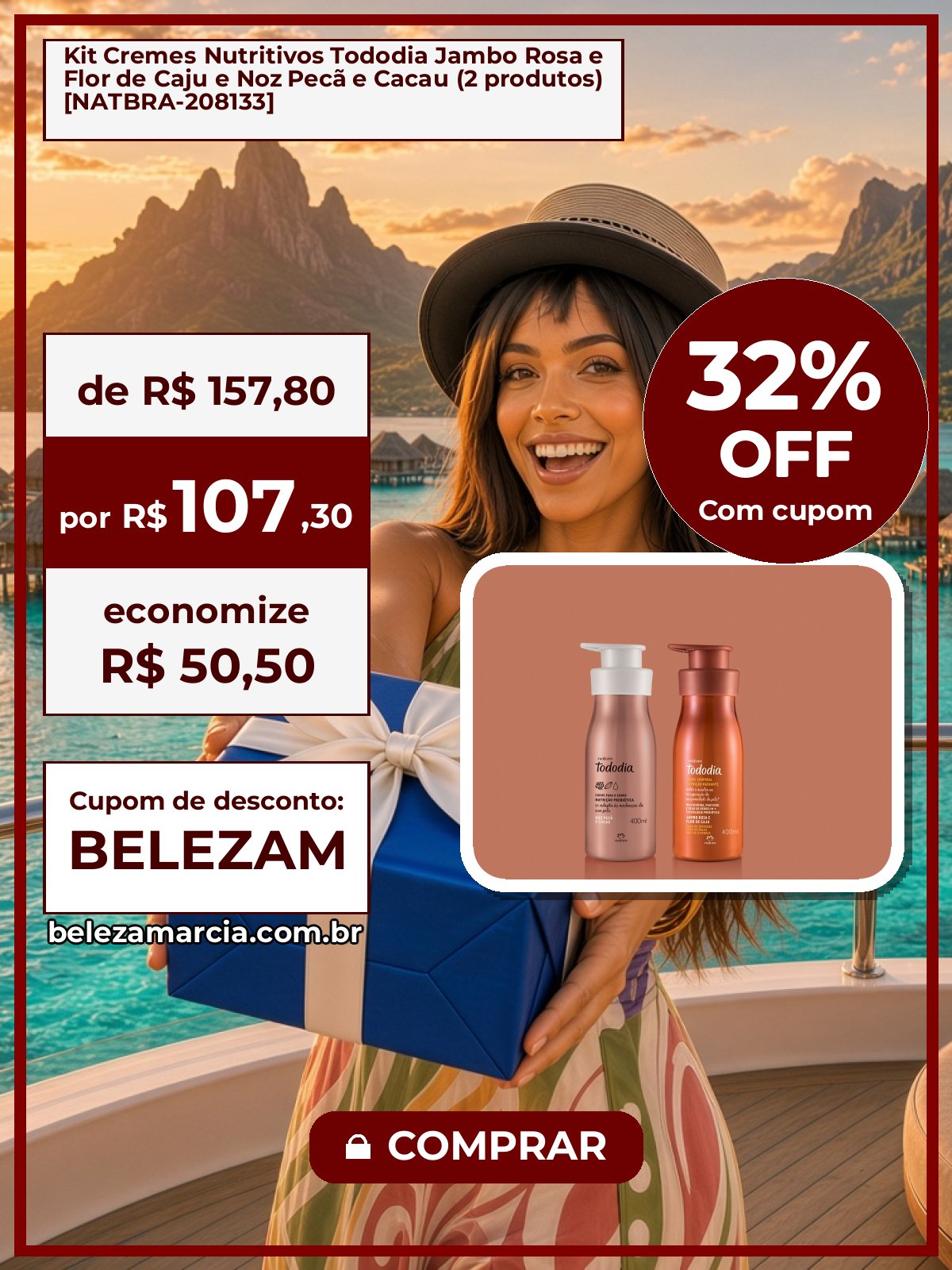 Kit Cremes Nutritivos Tododia Jambo Rosa e Flor de Caju e Noz Pecã e Cacau (2 produtos) [NATBRA-208133]